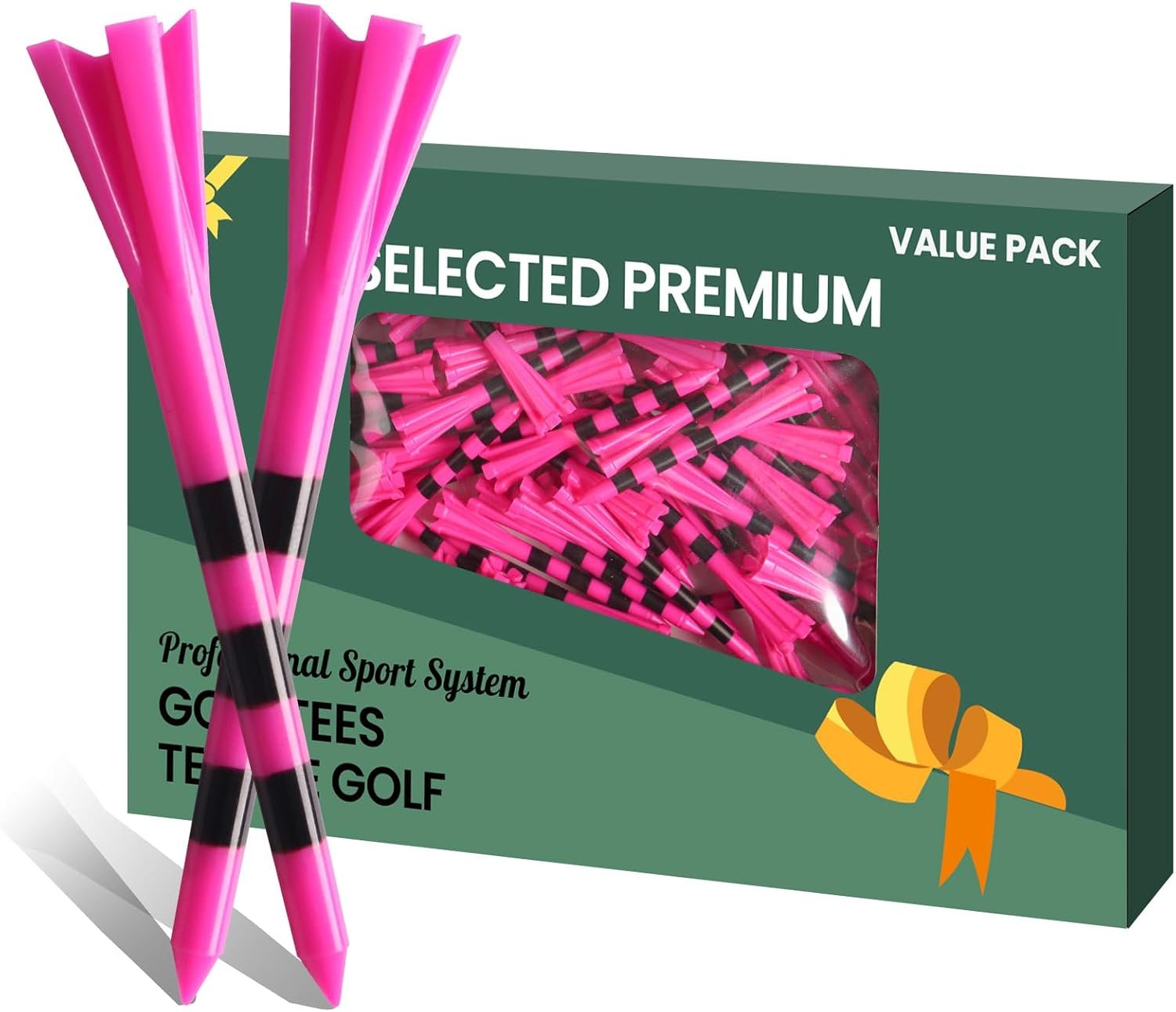 VEASAERS Golf Tees Plastic 3 1/4 2 3/4 inch Unbreakable 20 50 100 Pack, Bulk Long Stronger Upgrade More Durable Stable Reduce Friction Side Spin Tee Pink Pouple Gift for Men Women