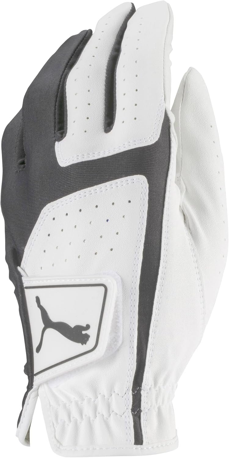 PUMA Golf Men’s Flexlite Golf Glove (Bright White-Quiet Shade, Large, Left Hand)