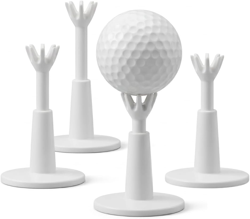 Against The Grain Adjustable Golf Tees 4 Pack (2–3.5 Inch Height) – Durable Rubber Driving Range Tees for Practice Mats – Stable Base Golf Tee Set for Indoor & Outdoor Training