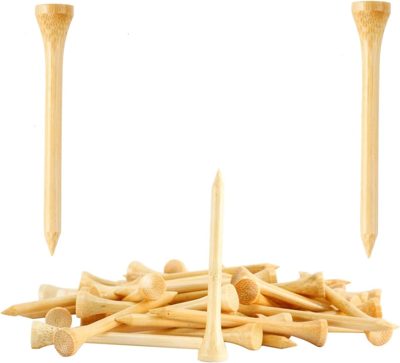 250 or 18 Pcs Professional Bamboo Golf Tees 2-3/4 Inch or 3-1/4 Inch – Stronger Than Wooden Golf Tee Biodegradable & Less Friction