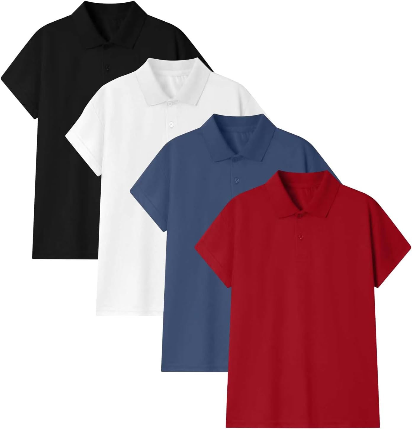 4 Pack Boys Polo Shirt Mesh Athletic Quick Dry Short Sleeve Golf Shirts School Uniform Kids Performance Active Tops
