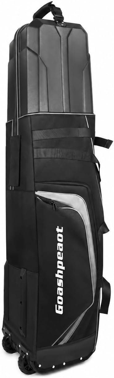 Premium Golf Travel Bag – Hard Case ABS Top & 1680D Ballistic Nylon, Waterproof Golf Club Carrier with Heavy-Duty Wheels & Padded Protection for Air Travel