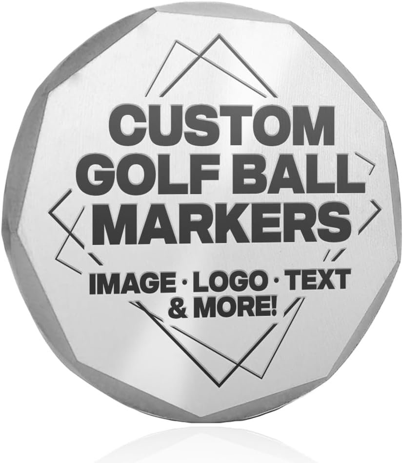Genco Custom Laser Engraved Golf Ball Marker – Bevelled Milled Edge Golf Ball Markers – Fully Customizable with Custom Logos and Texts- Perfect Golf Accessories for Men