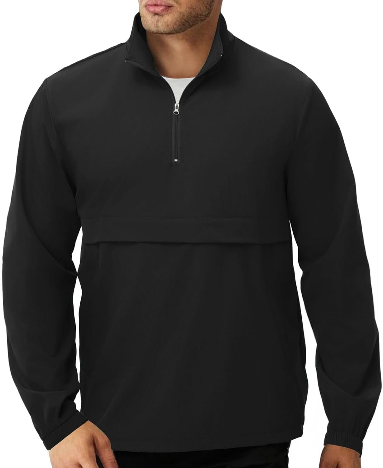 EDITCOZY Men’s Lightweight Quarter Zip Pullover Casual Windbreaker for Running Golf Jackets with 3 Pockets