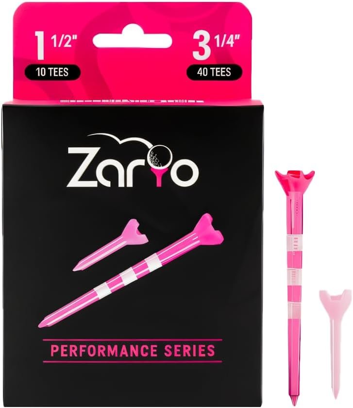 Zario Plastic Golf Tees 3 1/4 Inch Combo with Par 3 Short Golf Tees 1 1/2 inch – Near Unbreakable – 4 Prong with Height Marker Stripes – Many Colors