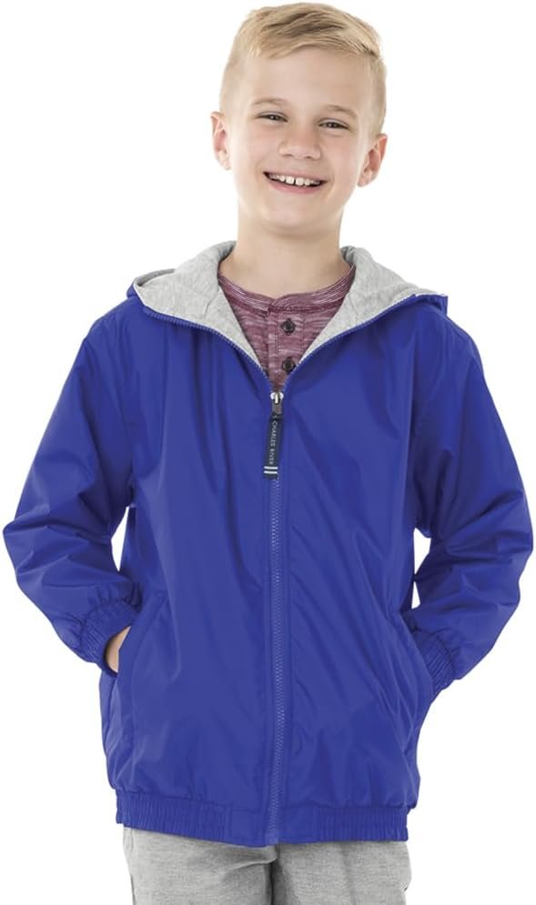 Charles River Apparel Youth Performer Jacket, Kids Wind and Water-Resistant Shell with Sweatshirt-Soft Lining