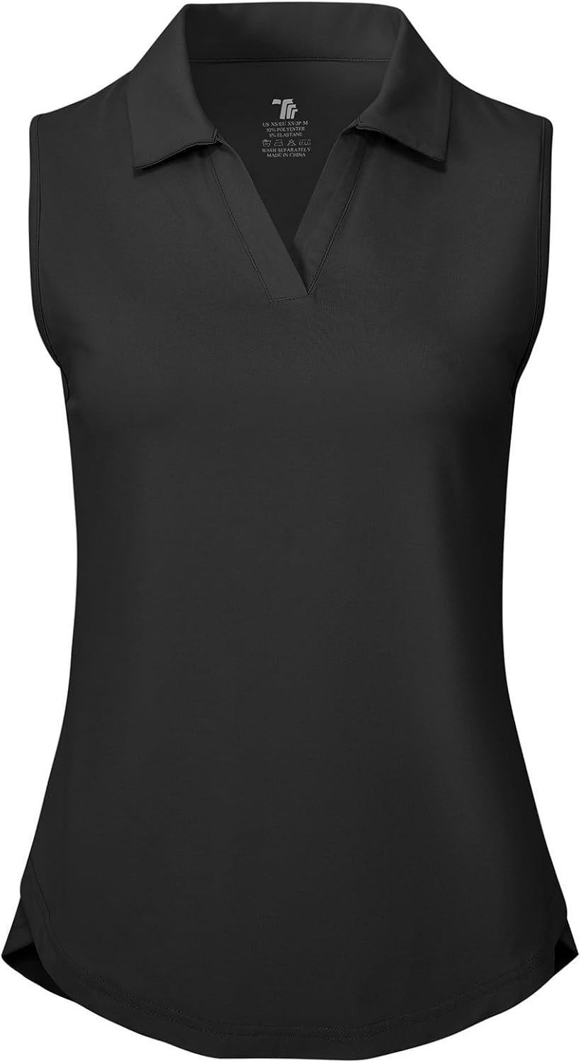 BGOWATU Women’s Sleeveless Golf Polo Shirts Collared V Neck Tennis Tank Tops UPF 50+ Quick Dry Lightweight