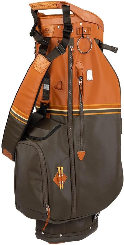 Sun Mountain Mid-Stripe 4-Way Cart Bag – Durable and Comfortable Golf Cart Bag with Eight Pockets for Storage – Features a Chrome Engravable Plate, Dual Tee Holders, and a Rain Hood