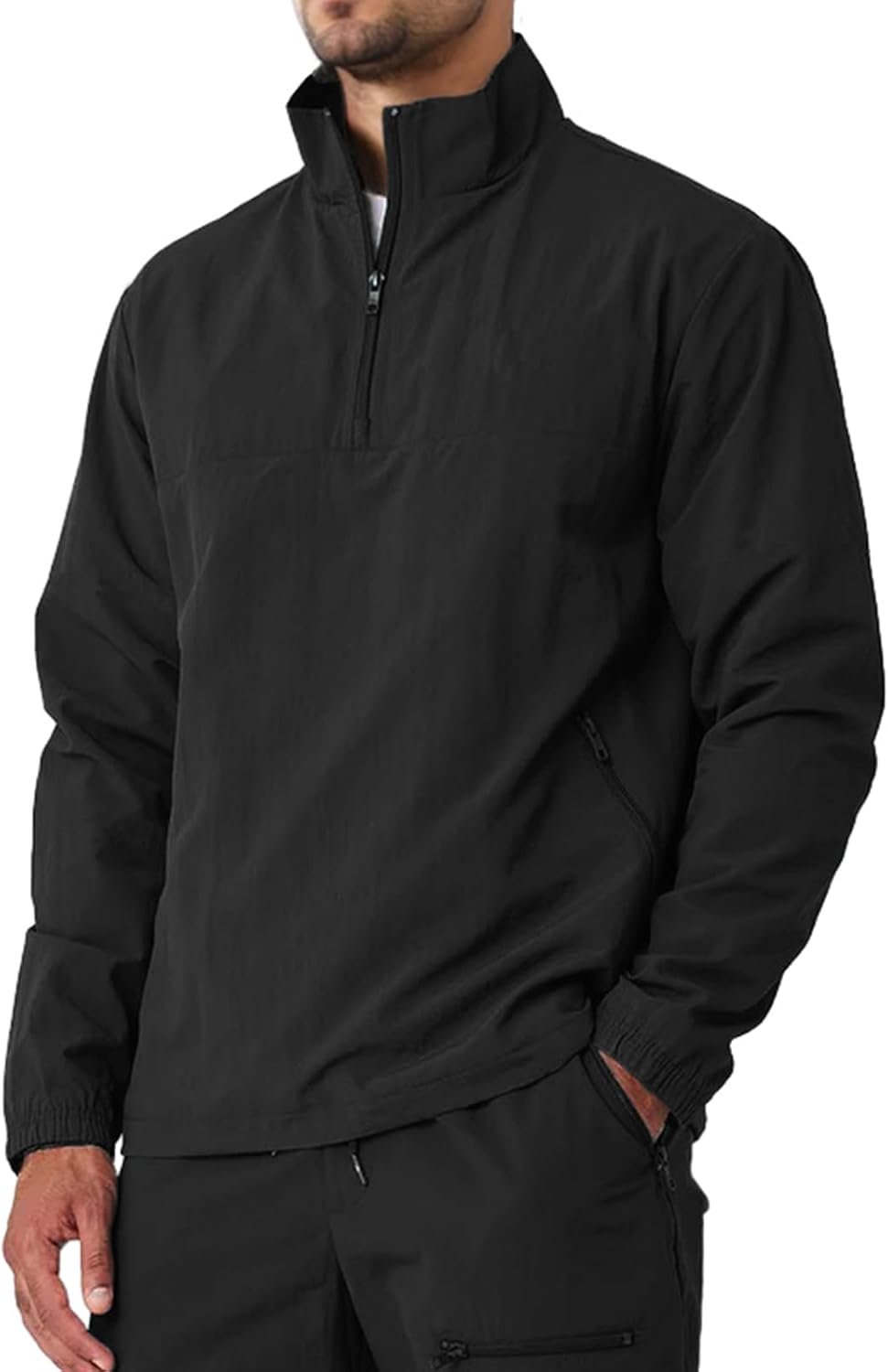 Aulemen Men’s Casual Quarter Zip Pullover Golf Windbreakers Athletic Lightweight Jacket Hiking Running Sweatshirt with Pocket
