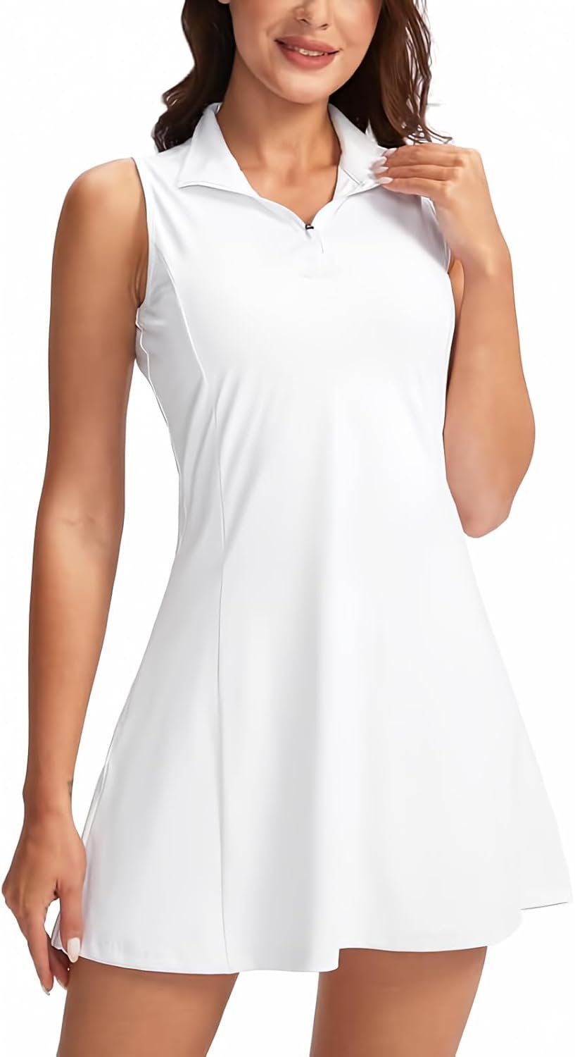 Viodia Women’s Tennis Golf Dress with Shorts Active Exercise Workout Sports Athletic Dresses for Women with Zipper Pockets