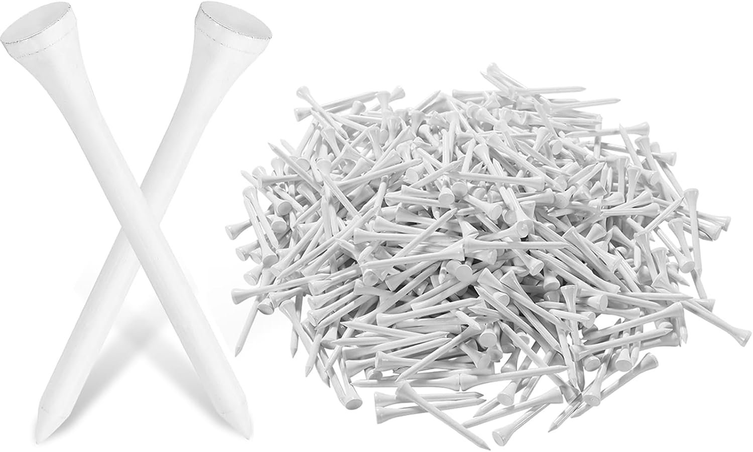 Bamboo Golf Tees 1000/500 PCS 2-3/4 & 3-1/4 inch Length | Professional Natural Bamboo Golf Tees, Durable and Low Friction