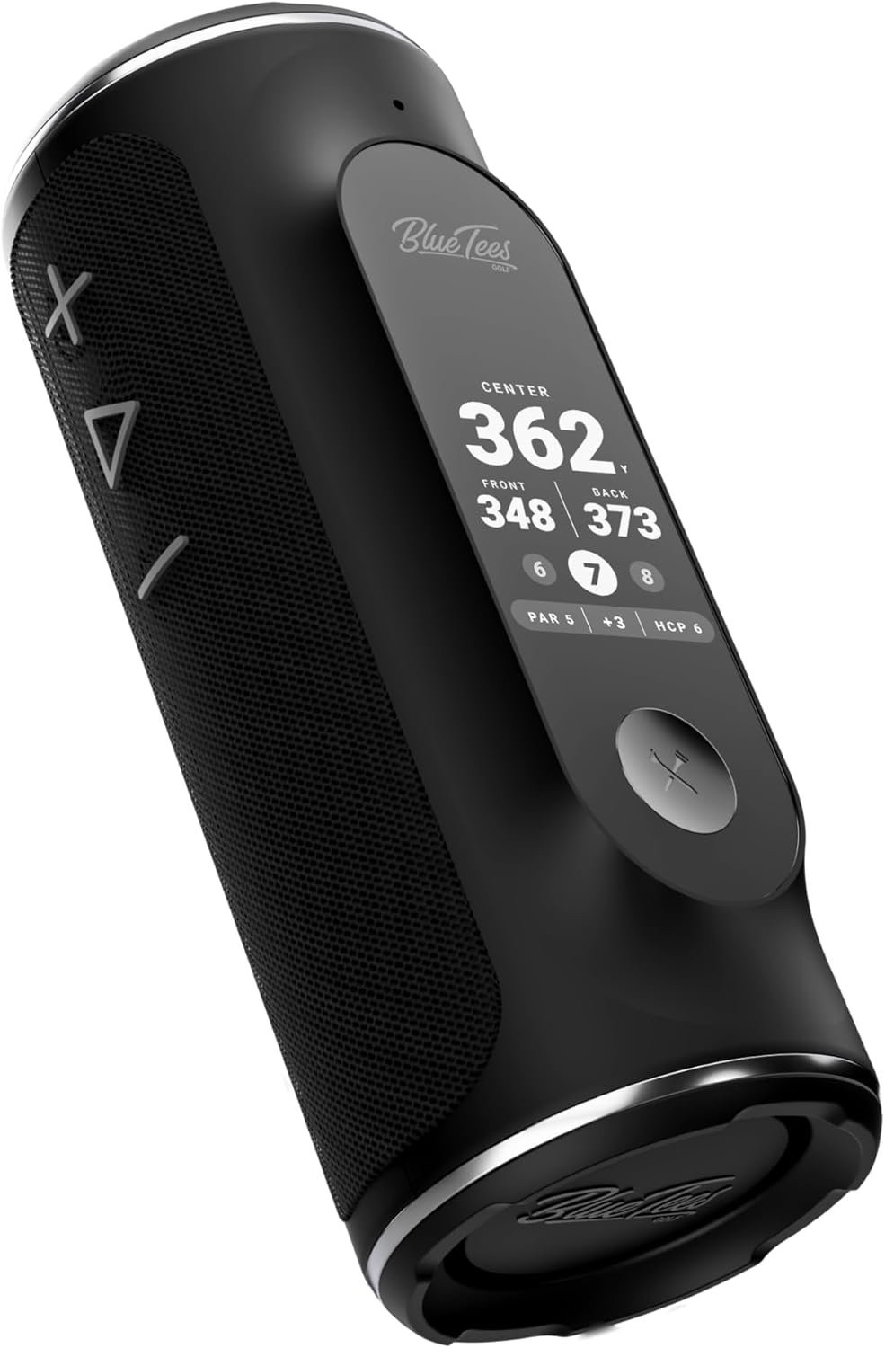 Blue Tees Golf Player+ AI-Powered GPS Speaker – Touchscreen Display, 10+ Hour Battery, 40,000+ Courses, Visual & Audible Distances, Hazard Detection, IPX7 Waterproof (Black)