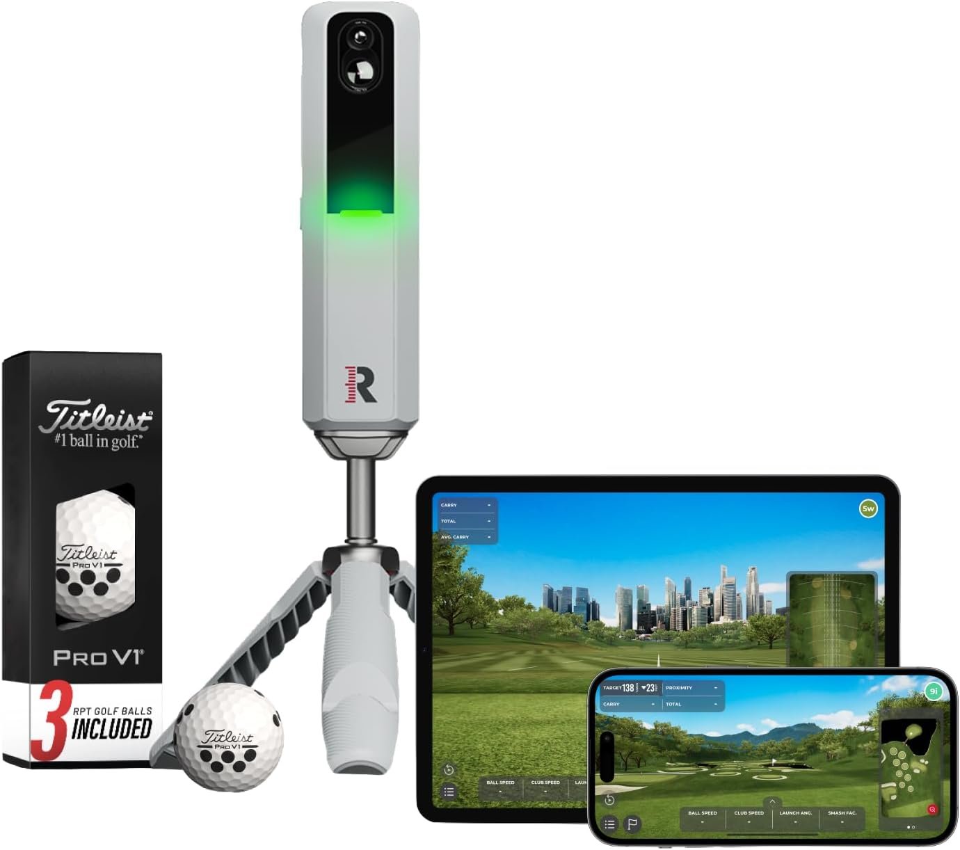 Rapsodo MLM2PRO Launch Monitor Golf Simulator | Swing Trainer & Shot Tracker for Home & Driving Range | Golf Training Aid (3 ProV1 Balls)
