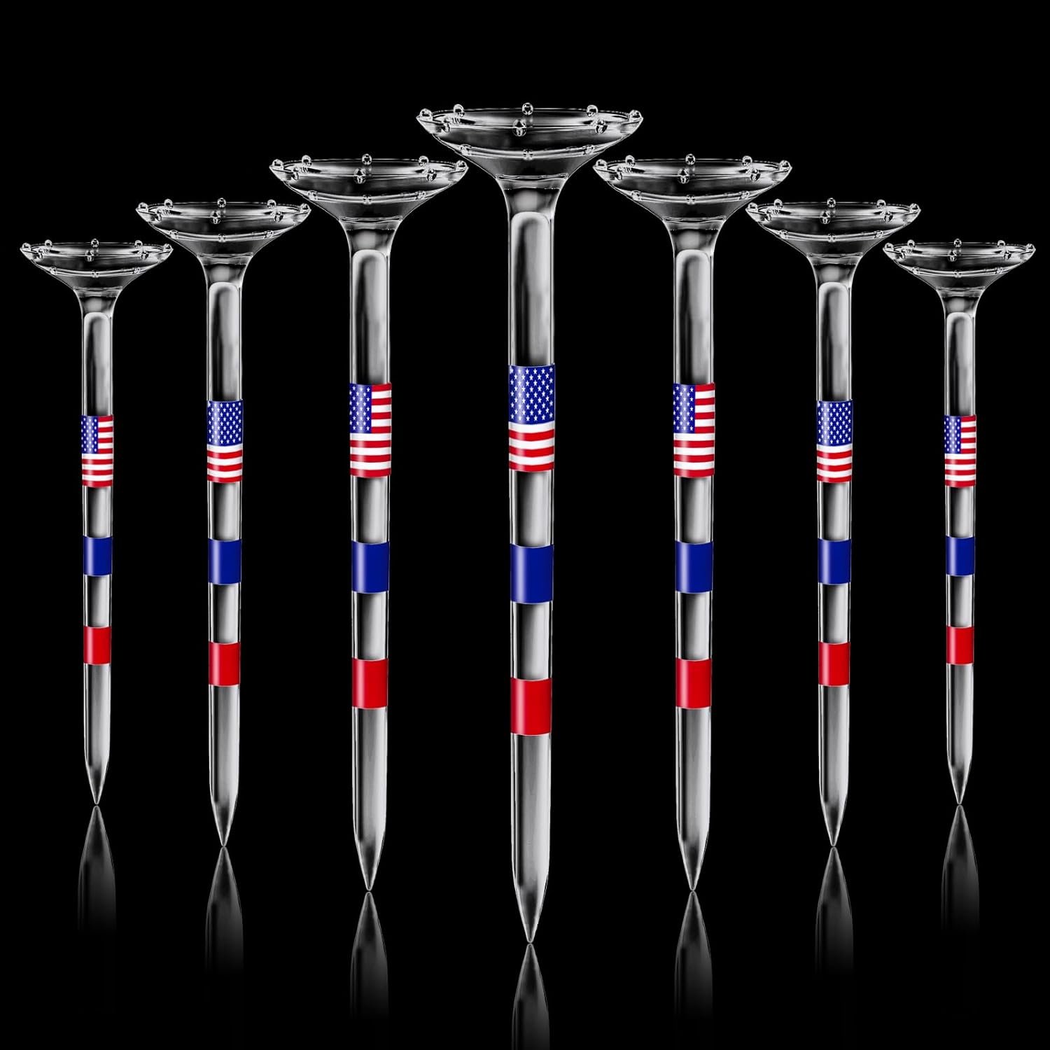 Golf Tees Plastic, Unbreakable Golf Tee 3 1/4″ with Big Cup & 8 Prongs, Reduces Friction & Side Spin, Multiple Colors Long Bulk, American USA Flag, Pack of 50/80