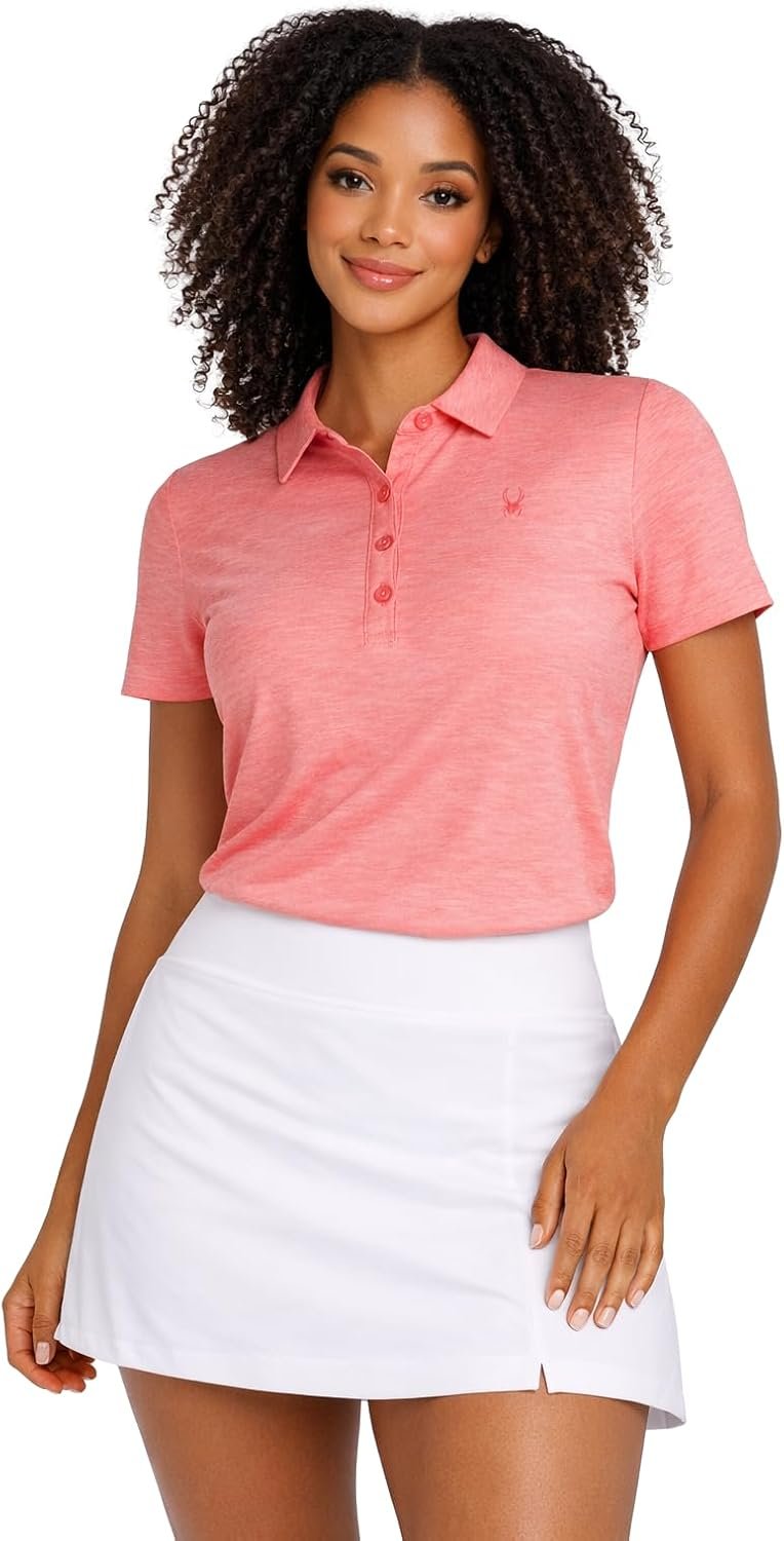 Spyder Womens Golf Shirt – Moisture Wicking Lightweight Stretch Sport Top Polo Shirts for Women with UPF 30+ Sun Protection