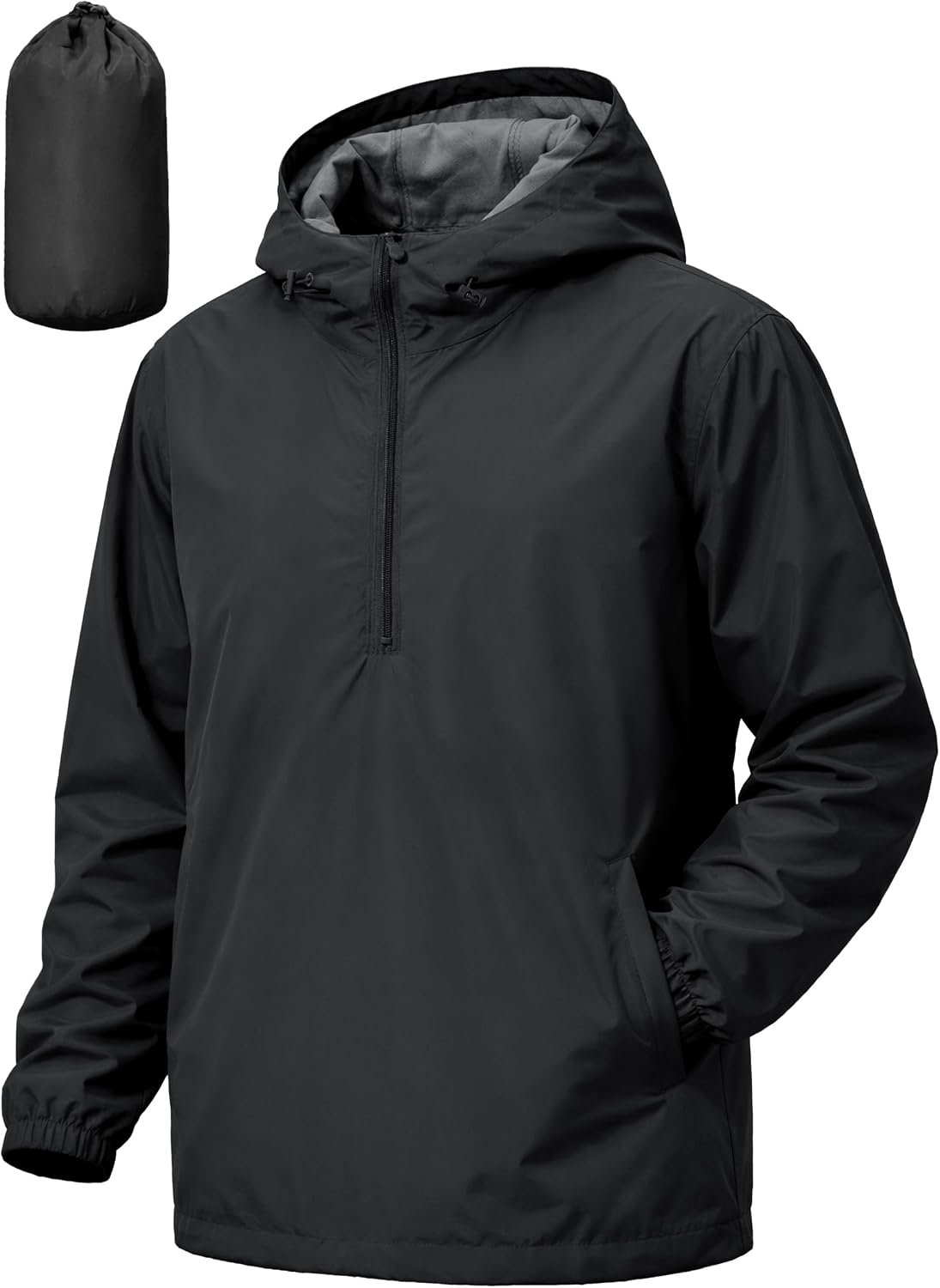UIQUR Men’s Pullover Rain Jacket Waterproof Windbreaker Lightweight Packable Raincoat for Cycling Running Hiking Golf