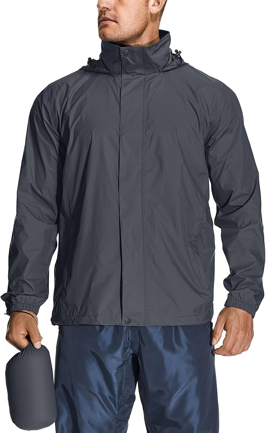 Men’s Packaged Lightweight-Rain-Jacket, Waterproof Windbreak Rain Coats for Men with Hood for Hiking Fishing Travel