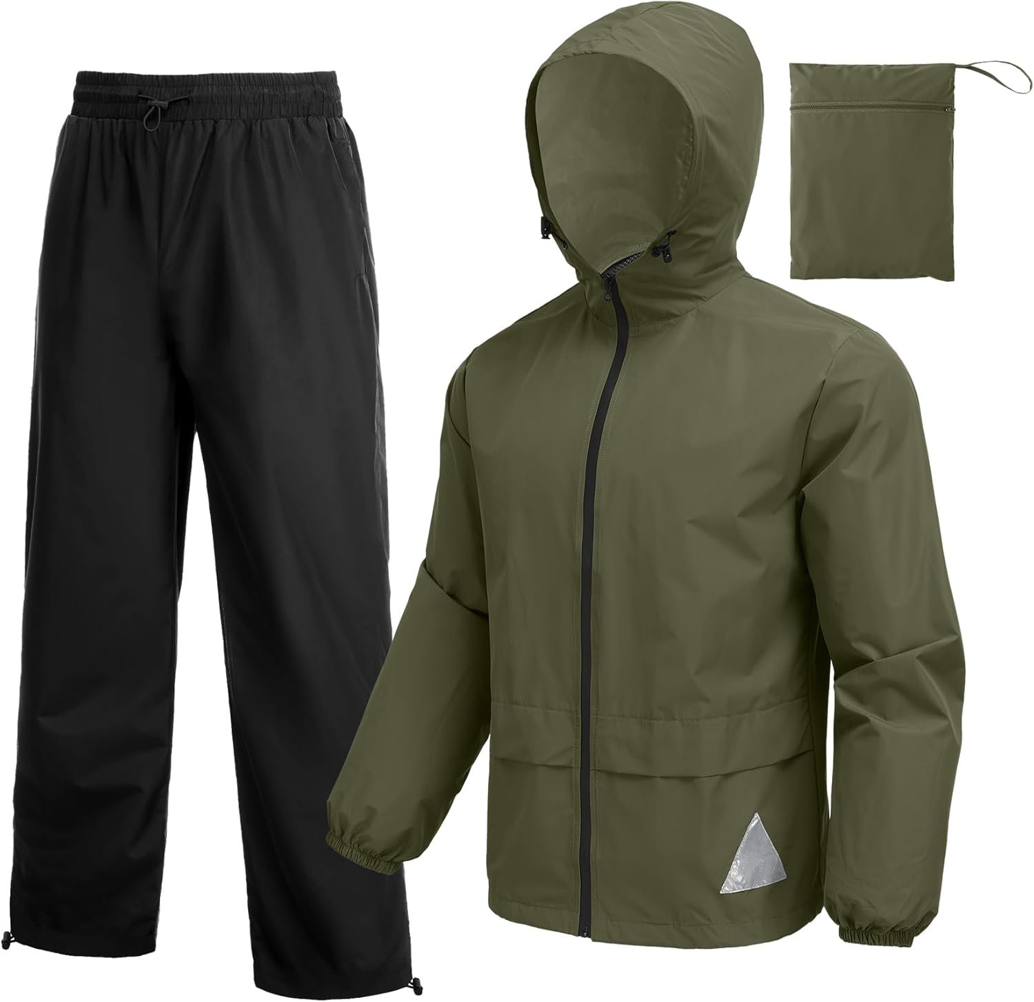 COOFANDY Men’s Rain Suit 2 Piece Waterproof Breathable Rain Gear Lightweight Rain Jacket Pants Rainwear Suit