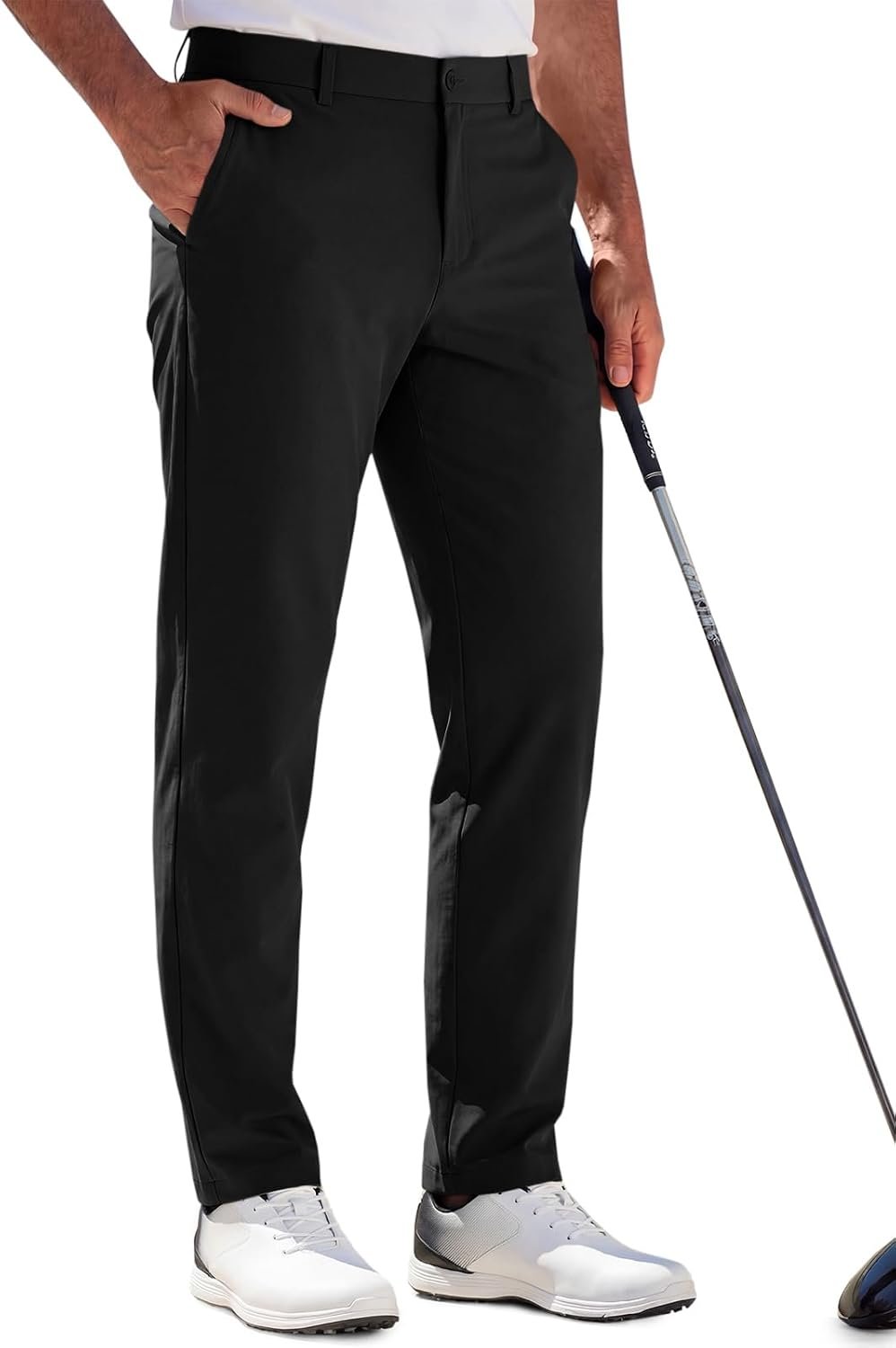 Runcati Mens Golf Pants Stretch Work Dress Pants 30″/32″ Quick Dry Lightweight Casual Comfy Trousers with Pockets