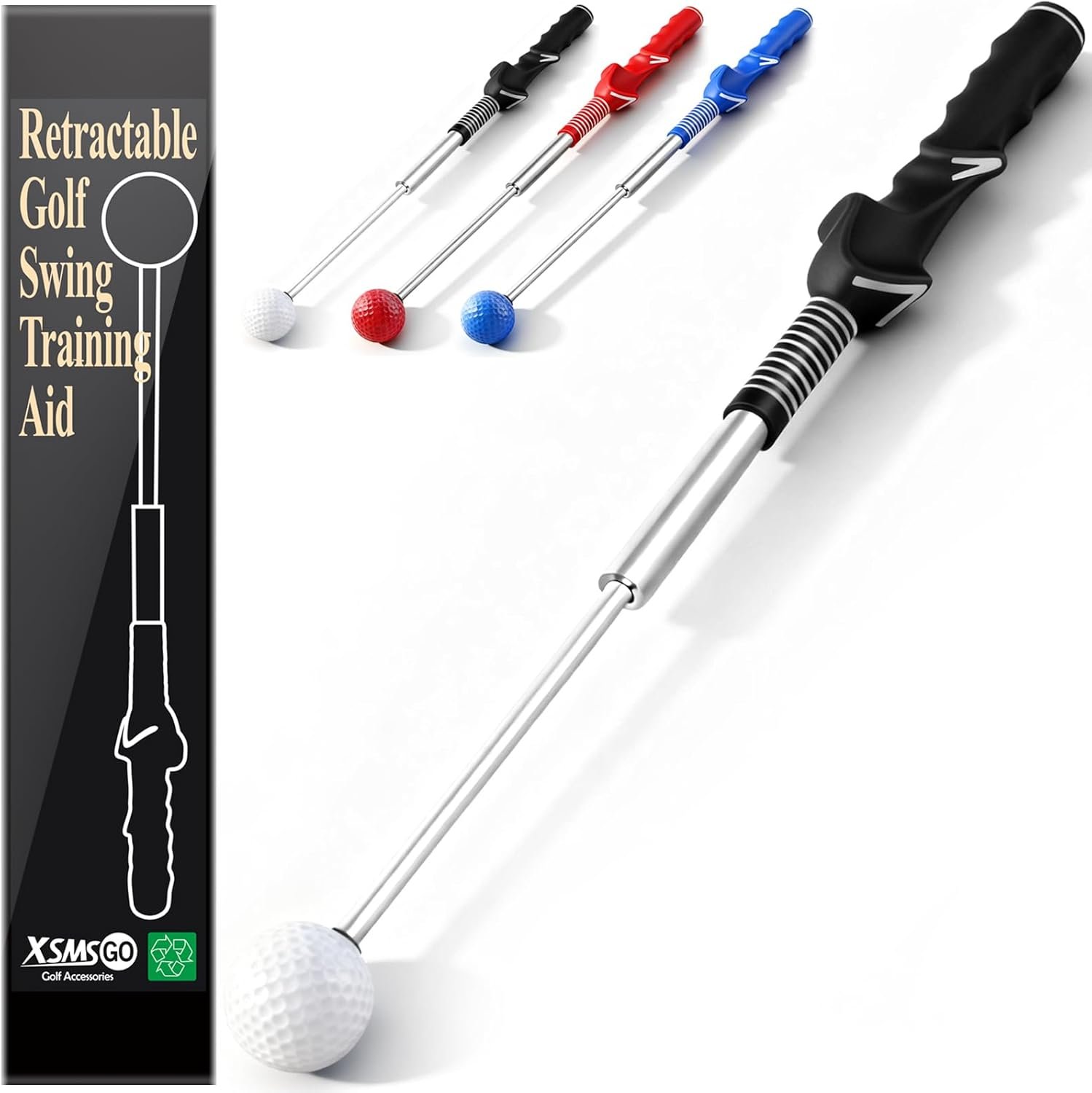 Retractable Golf Swing Training Aid – Golf Swing Trainer with Ergonomic Grip & Audible Feedback | Golf Swing Corrector for Tempo, Balance & Accuracy | Indoor & Outdoor Golf Practice Tool