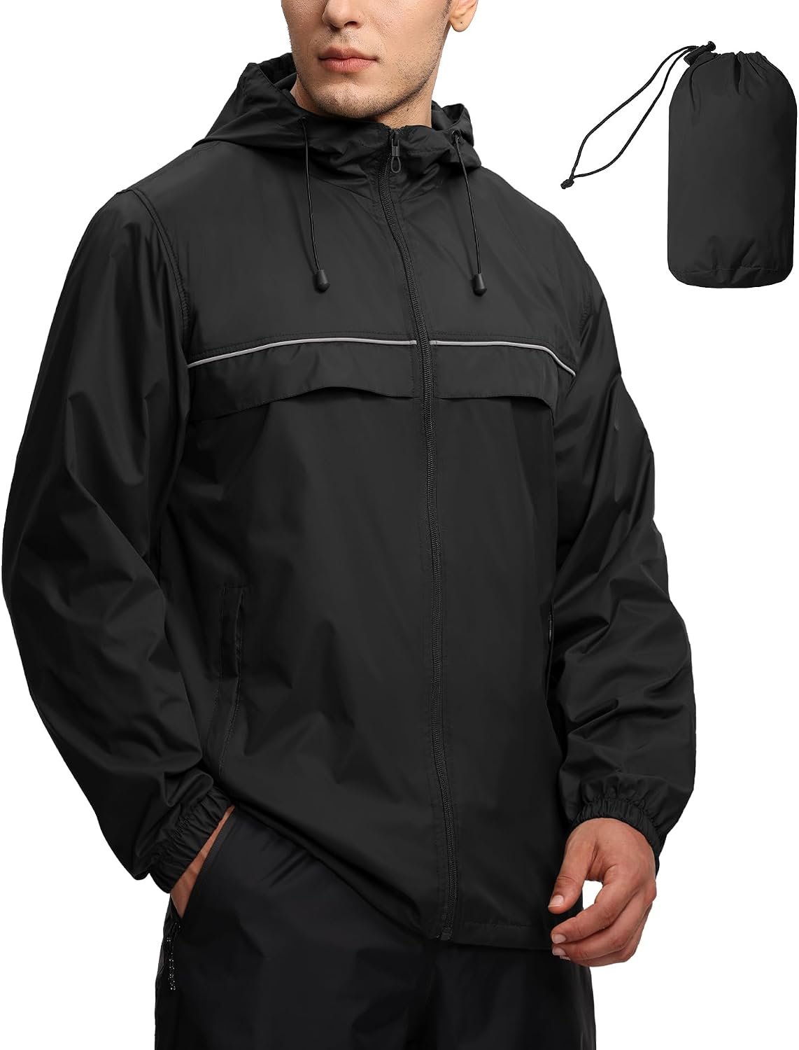 SWISSWELL Mens Waterproof Windbreaker Rain Jacket Lightweight Packable Raincoat with Hood for Golf Hiking Travel S-6XL