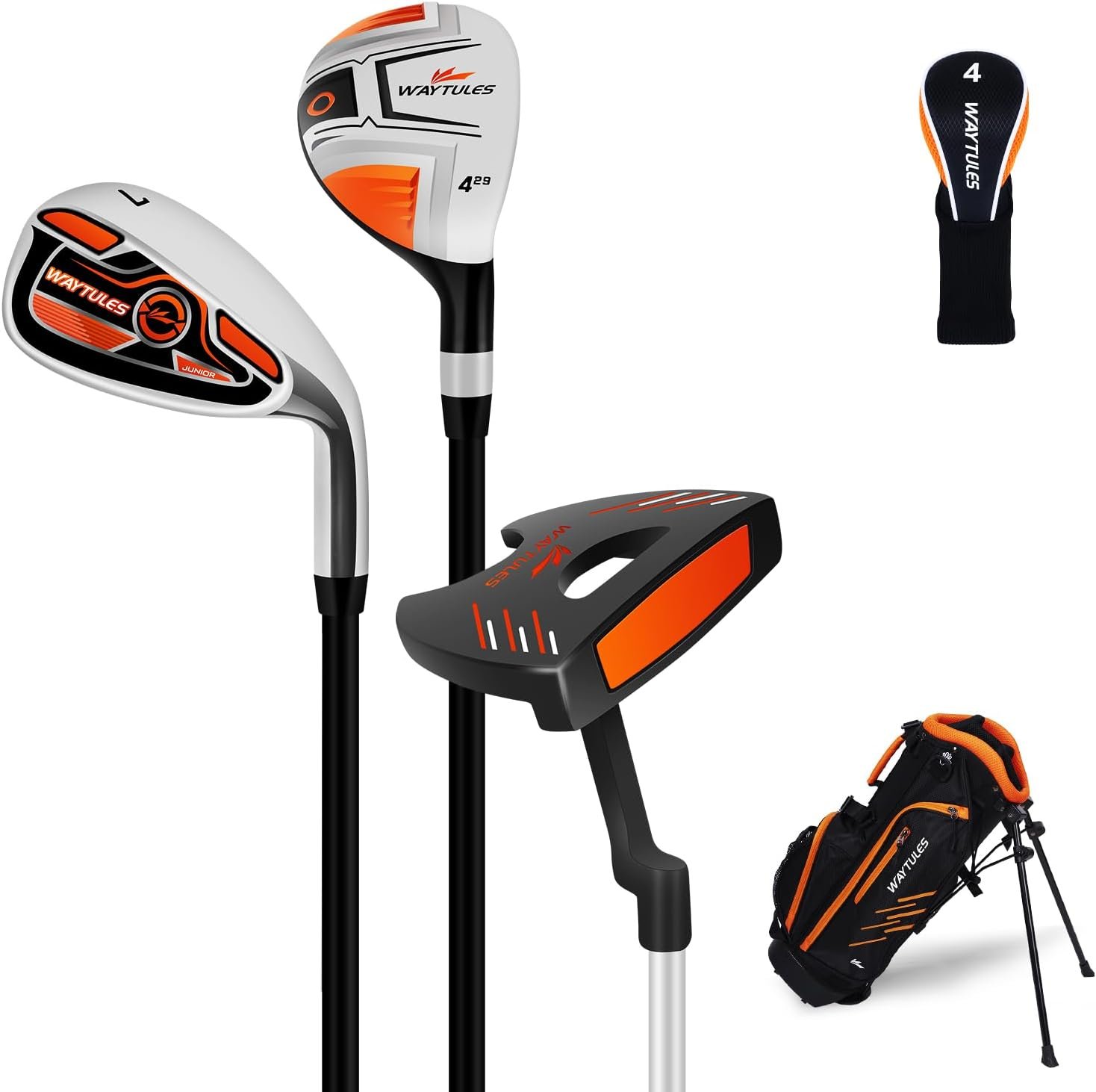 Kids Golf Clubs Set for Boys & Girls Ages 3-12, Junior Golf Set with Stand Bag, Driver, Hybrid, Irons & Putter, Youth Golf Club Set Right Handed