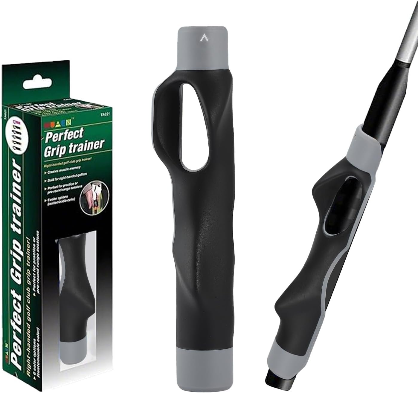 Golf Grip Trainer – Correct Hand Placement Training Aid to Improve Swing Consistency & Muscle Memory, Easy-On Golf Practice Tool #Grey