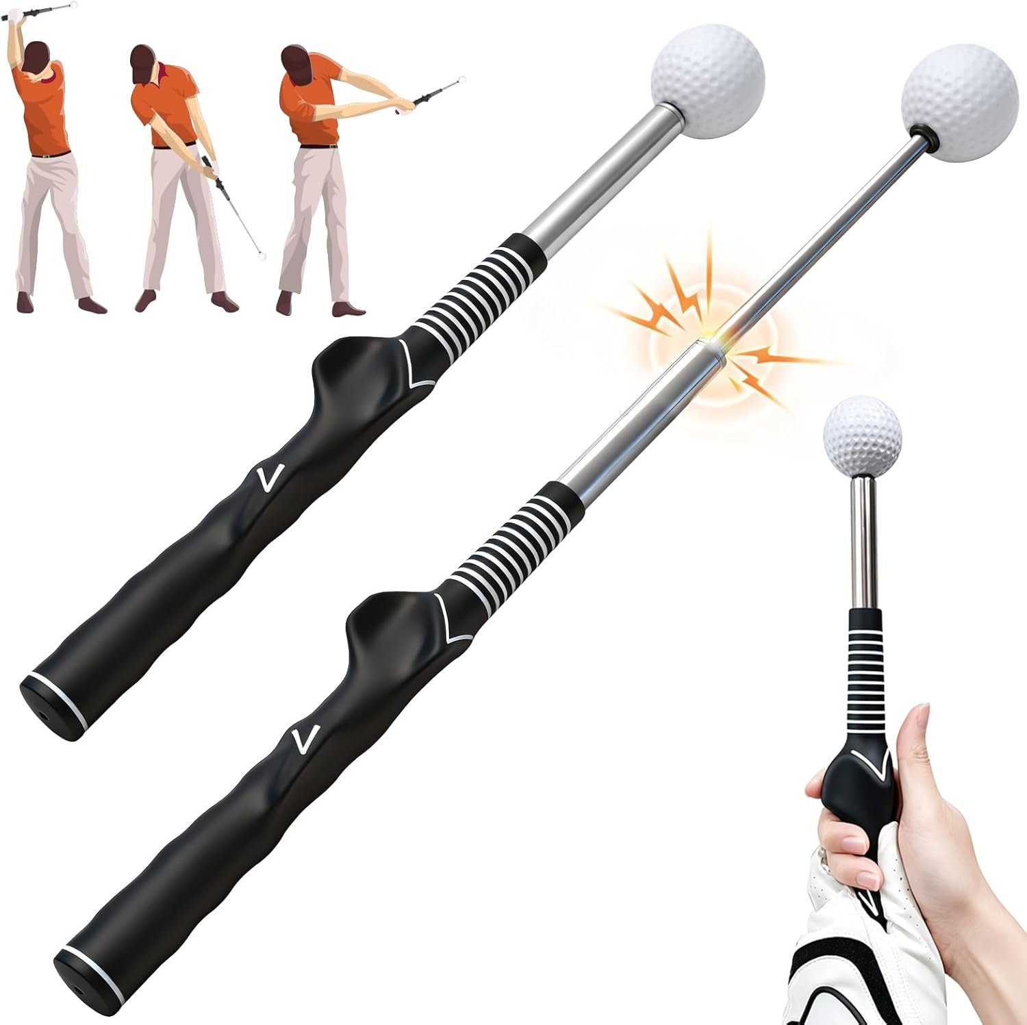Golf Grip Trainer for Right-Handed Golfers, Golf Swing Training Aid for Proper Hand Position, Grip Pressure, Tempo & Muscle Memory, Indoor Practice & Warm Up, Golf Gifts for Men