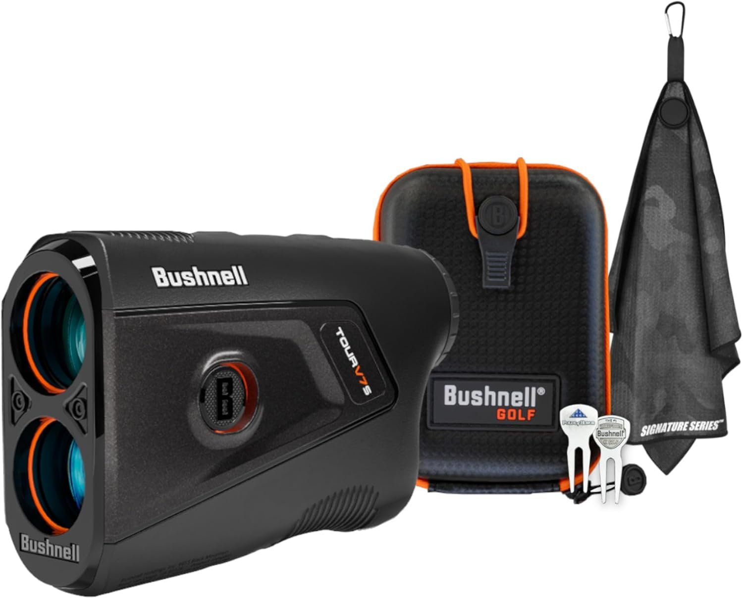Bushnell Golf Tour V7 Shift Laser Rangefinder Patriot Pack with Tour Trusted Slope | 1300 Yard Range, 6X Magnification, Magnetic Mount, Dual Color Display, Yardage Recall | Signature Series Bundle