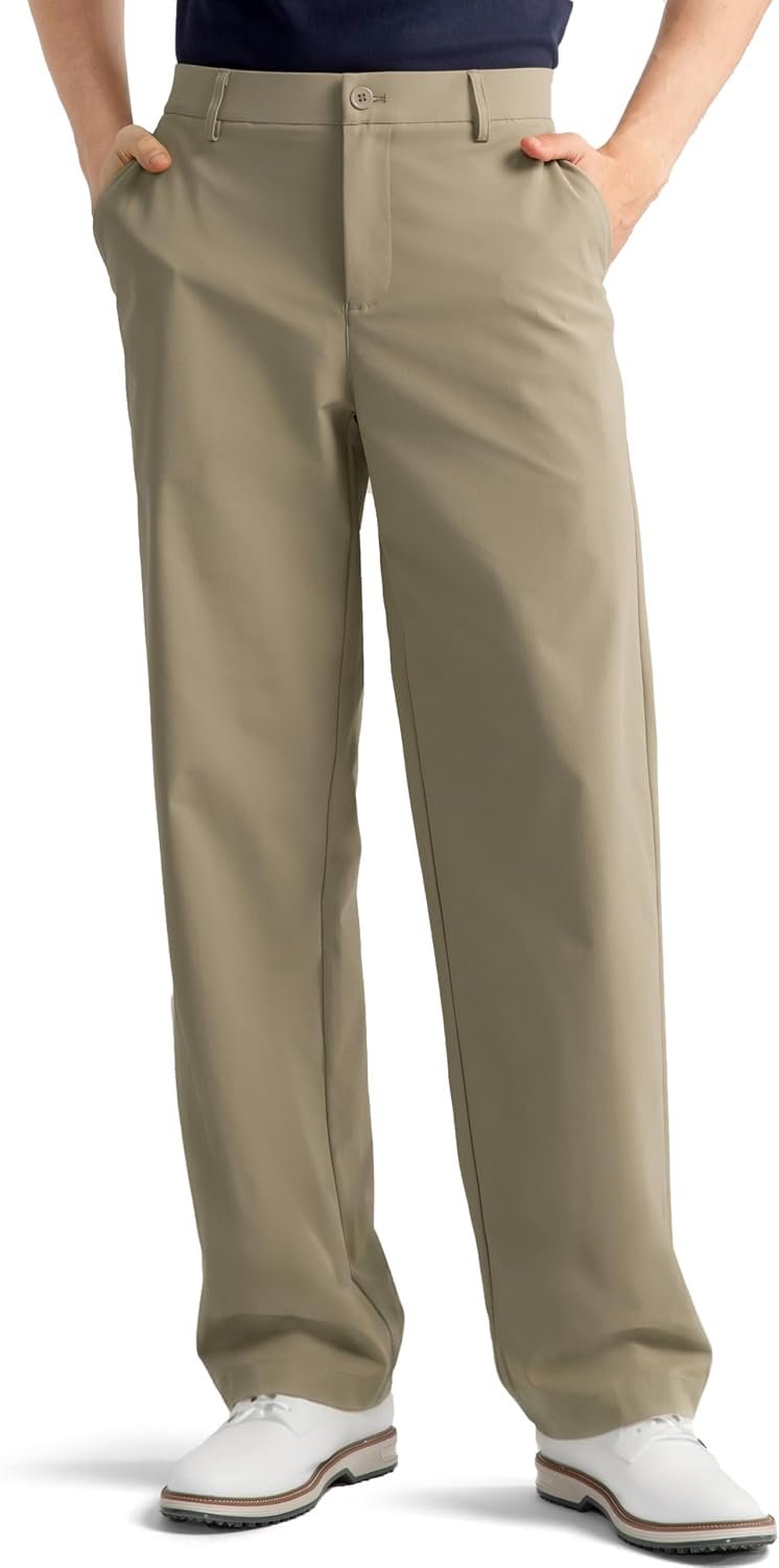 HISDERN Flex 505 Men’s Relaxed Fit Golf Pants Baggy No Iron 30″/32″ Loose Fit Stretch Quick Dry for Daily Casual 5 Pockets
