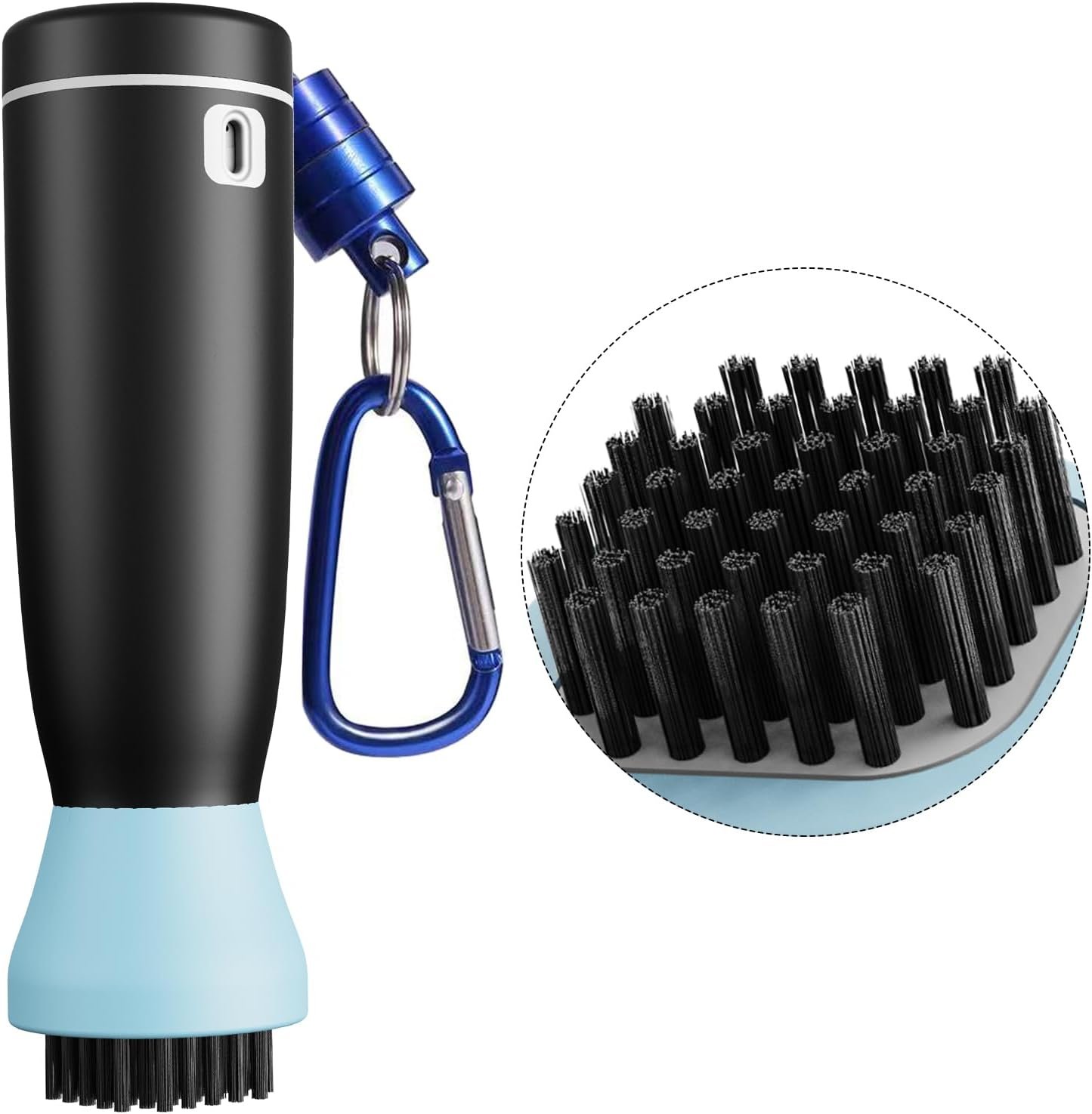 Magnetic Golf Club Brush Cleaner, One-Click High-Pressure Water Spray, 300 Shots, 16.4ft Spray Range, 45 Bundles of Ultra-Hard Nylon Bristle Brush Head, Black and Light Blue