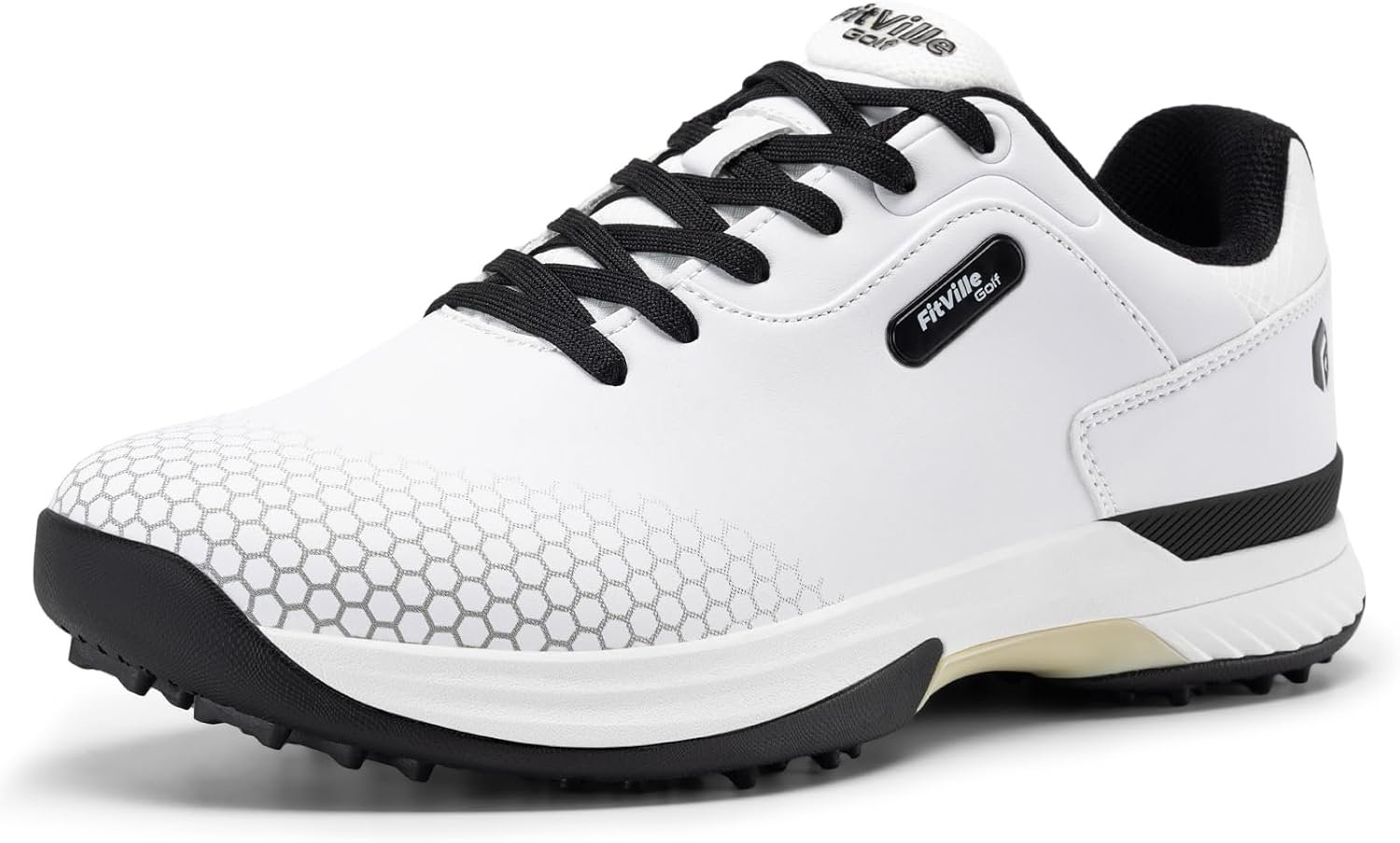 FitVille Wide & Extra Wide Mens Golf Shoes Professional Outdoor Waterproof Spiked Golf Shoes for Men
