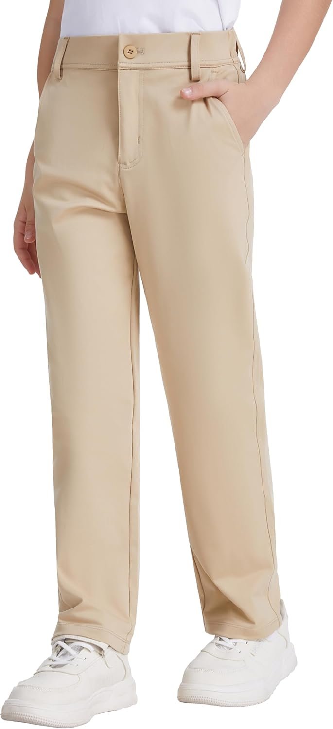 Dreammonkey Boys Golf Pants, Quick Dry Stretch Performance Dress Pants | School Uniform Flat Front Slacks 5T-16 Years