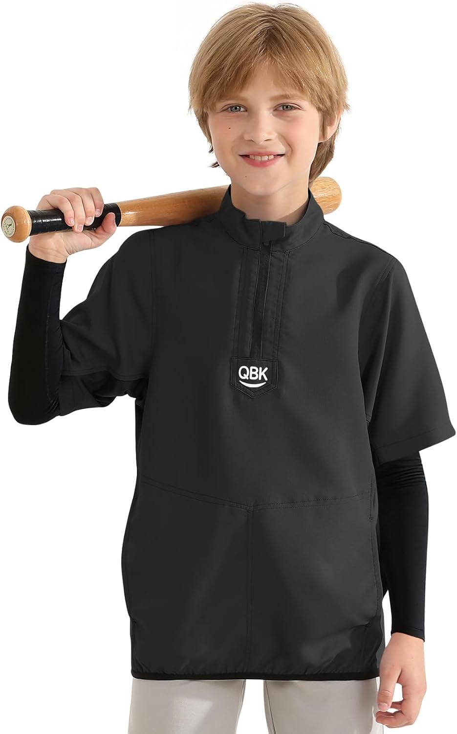 QBK 2T-17Y Toddler Baseball Cage Jacket Kids Batting Pullover Youth Windbreaker for boys and girls
