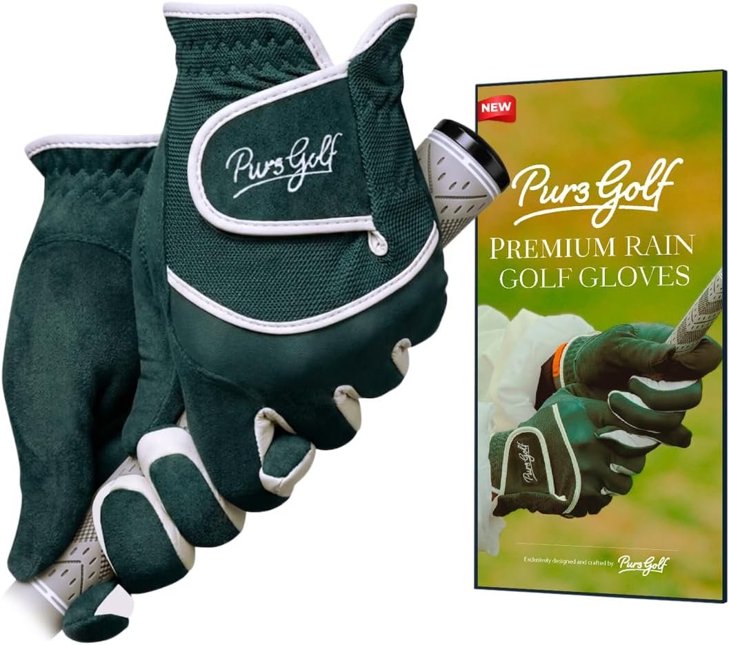 PUR3 Rain Golf Gloves Men & Women | Ball Marker Included | Wet Grip | All Weather and Sweat Control | Pair Both Hands