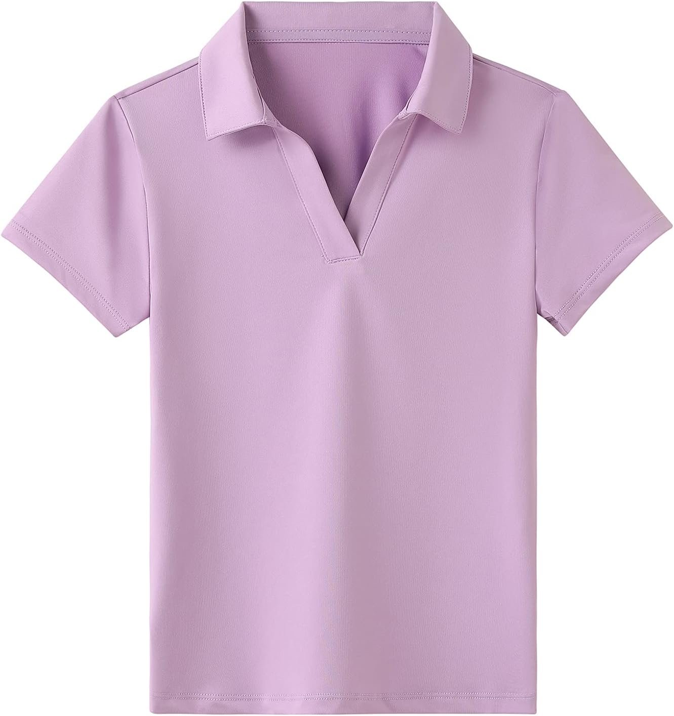 Girls Short Sleeve Golf Polo Shirts Quick Dry Athletic Tops for Aged 6-13