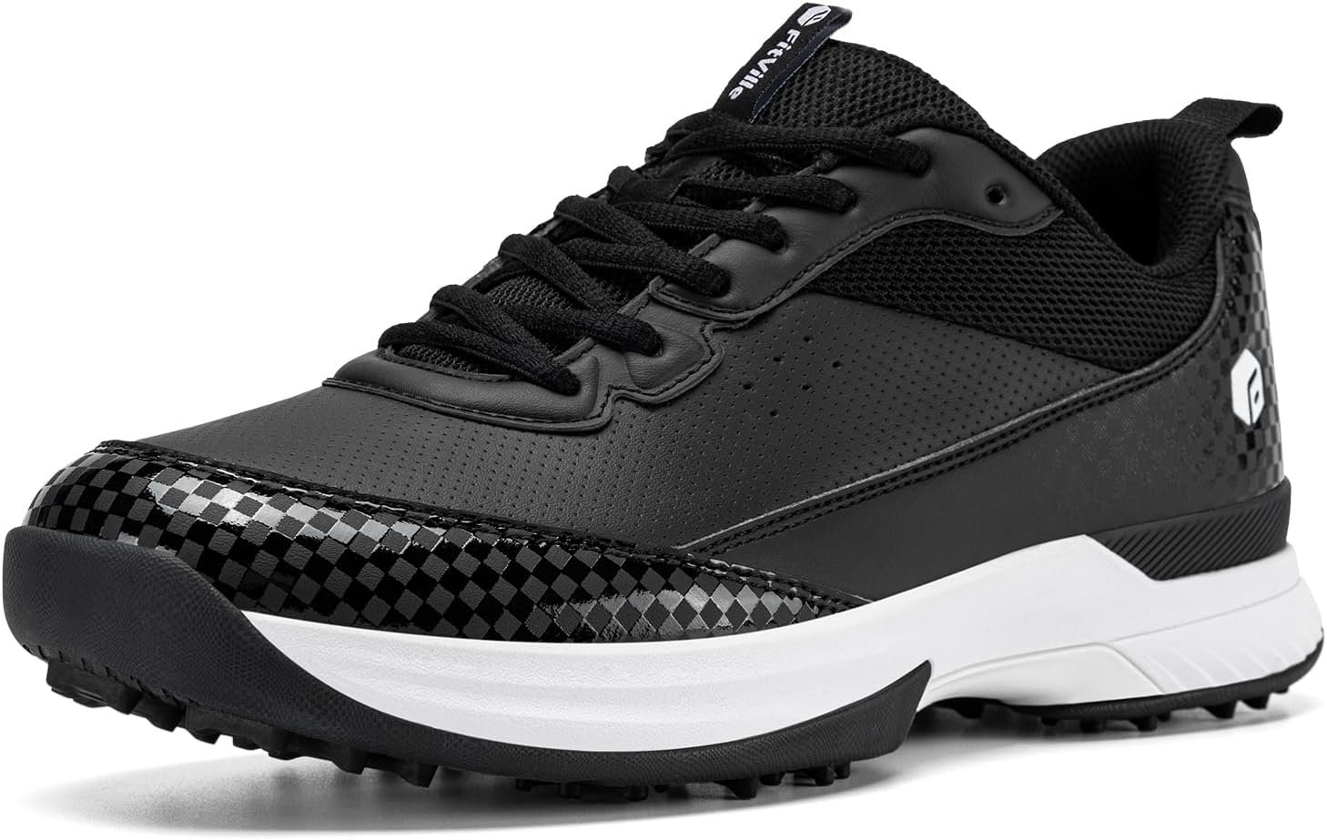 FitVille Wide Golf Shoes Men Professional Outdoor Water Resistant Golf Shoes for Course with Non-Removable Spikes