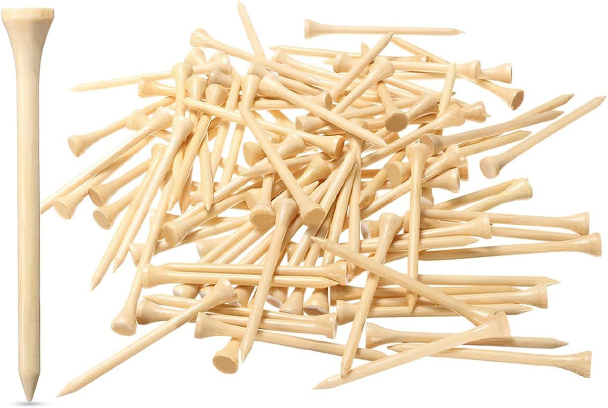 250/130/100 Pack of 2-3/4 or 3-1/4 Inches Professional Bamboo Golf Tees – Stronger Than Wooden Golf Tees Biodegradable & Less Friction