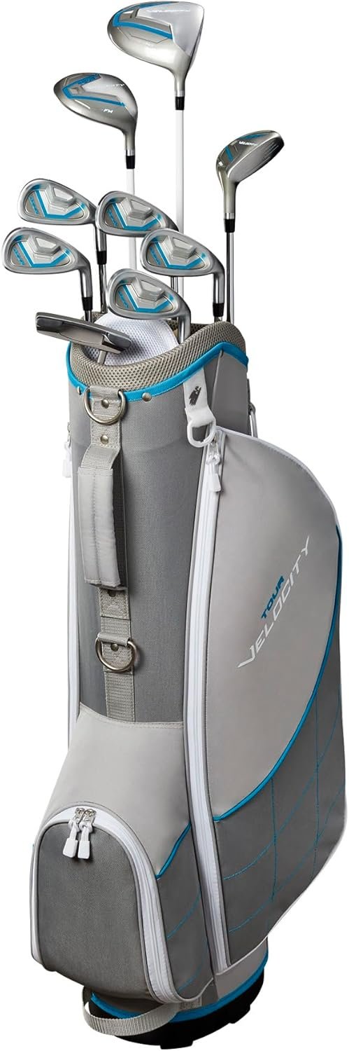 Wilson Tour Velocity Complete Golf Set with Stand Bag – Ladies Right Hand, Ladies Flex, Grey/Blue
