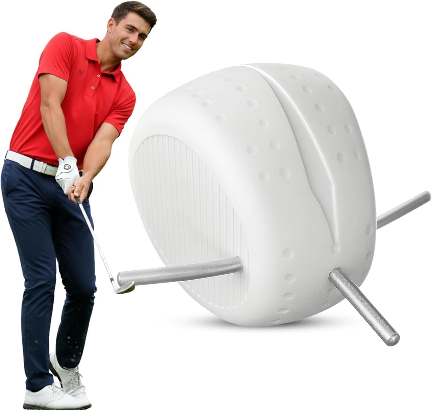 The Connector Golf Training Aid by Swing Assist – Golf Swing Trainer and Golf Connector for Arm Connection, Tempo, Consistency, Posture Correction | Portable Textured Grip Foam