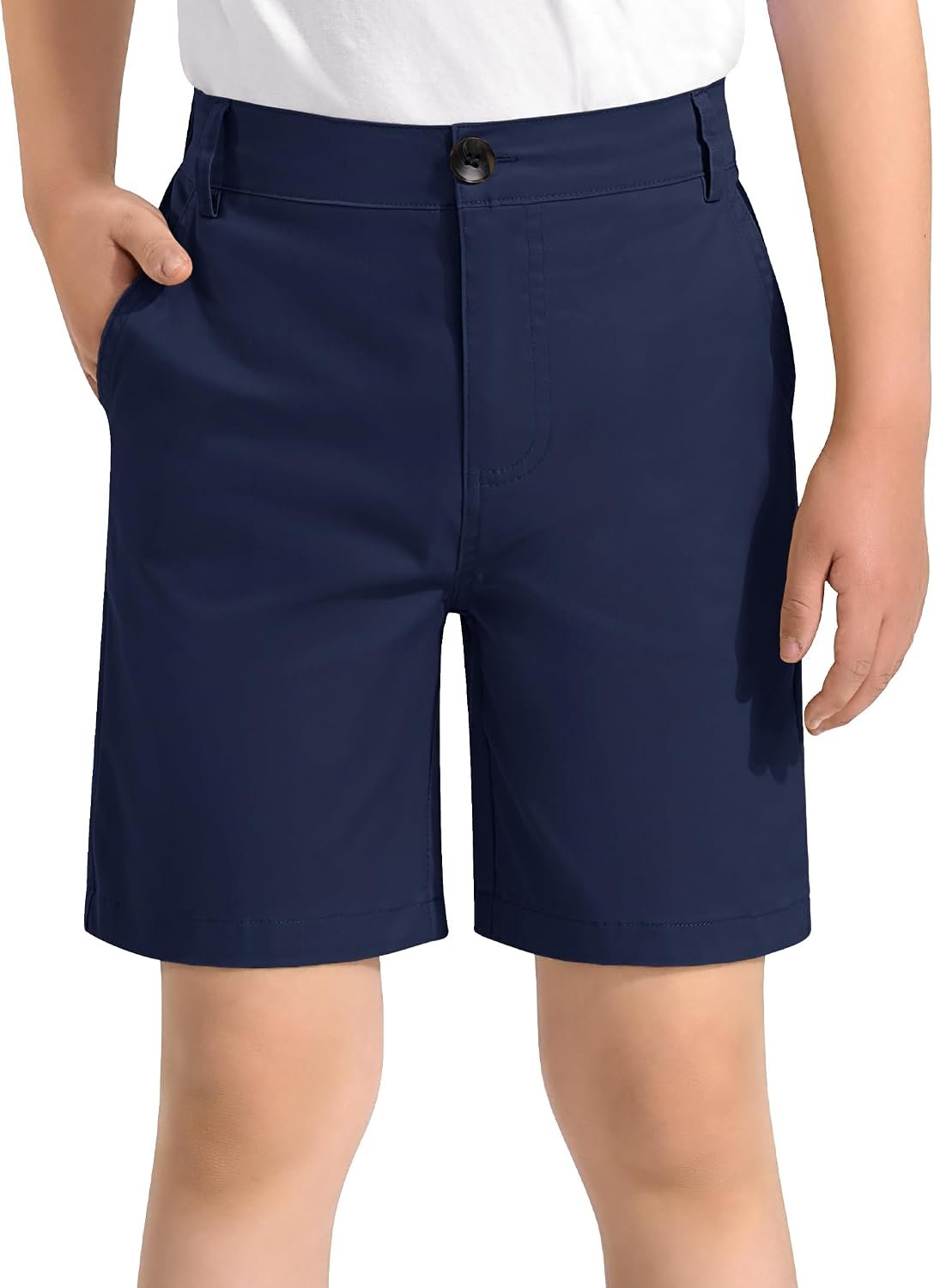 KEREDA Boys Uniform Shorts Elastic Waist Kids Golf Dress Preppy School Shorts with Pockets
