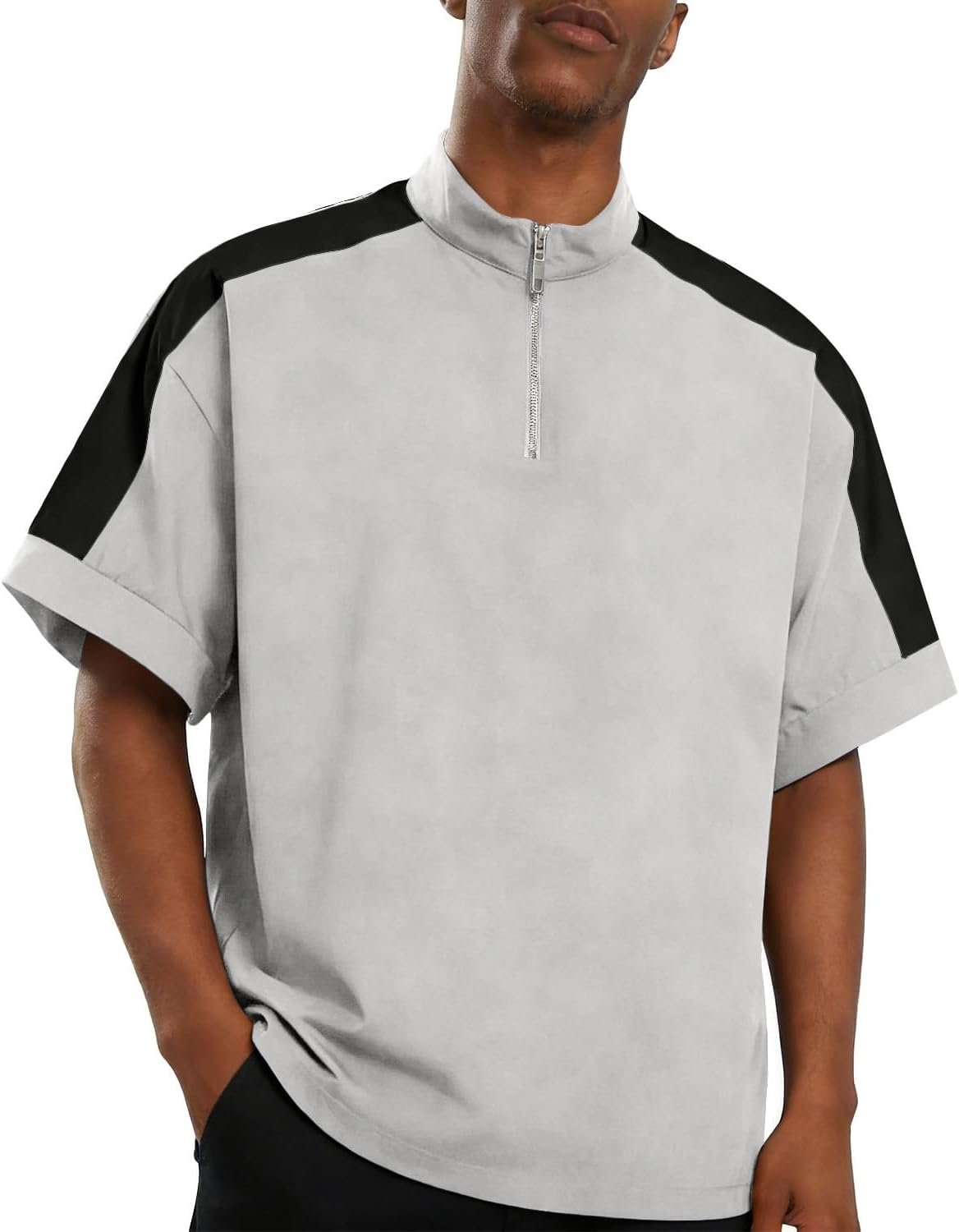 Opomelo Mens Cage Jacket Weather-Resistant Windbreaker Lightweight Short Sleeve Waterproof Workout Golf Polo Pullover