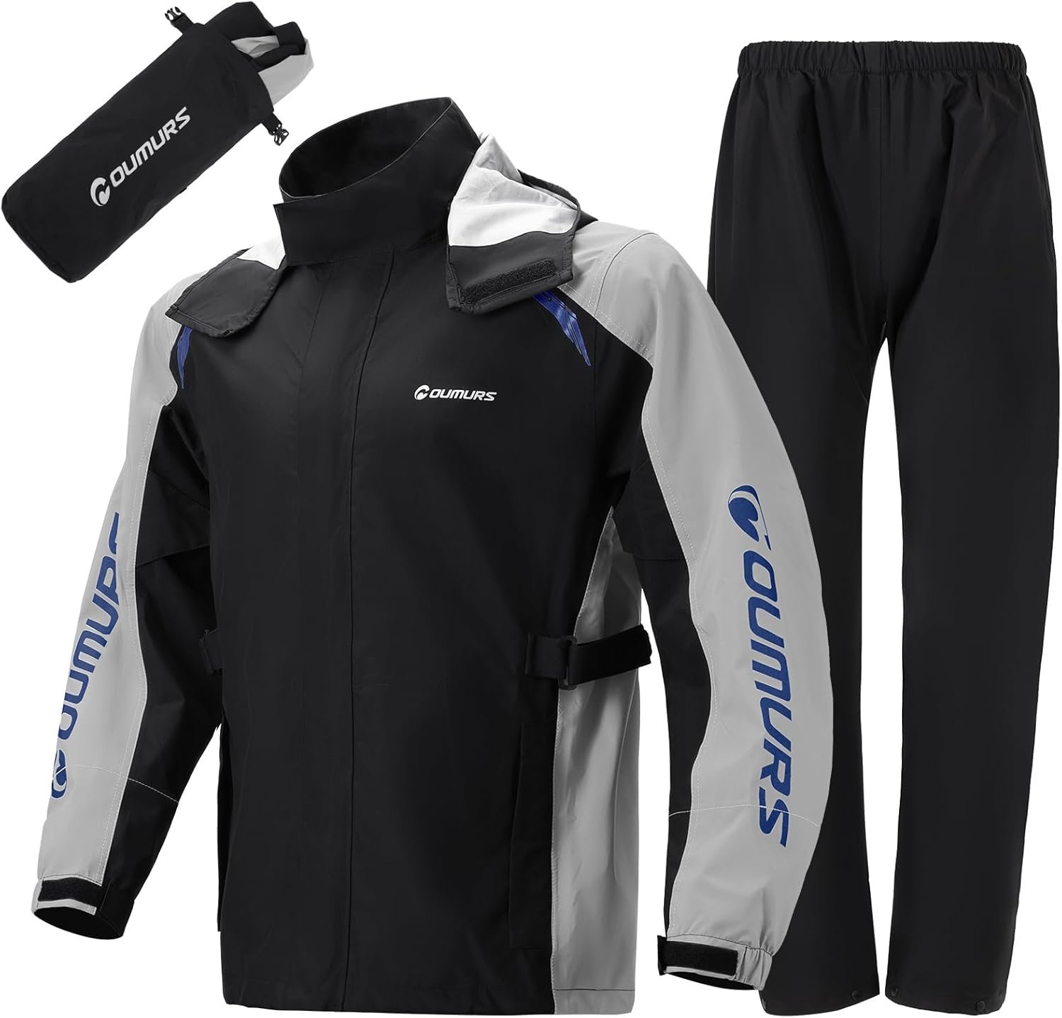 Oumurs Motorcycle Rain Suit For Men & Women Waterproof Motorcycle Rain Gear Fishing Riding Golf Working Bike Hunting Camping Rain Coat, Lightweight Nylon Reflective Rain Jacket Rain Pants