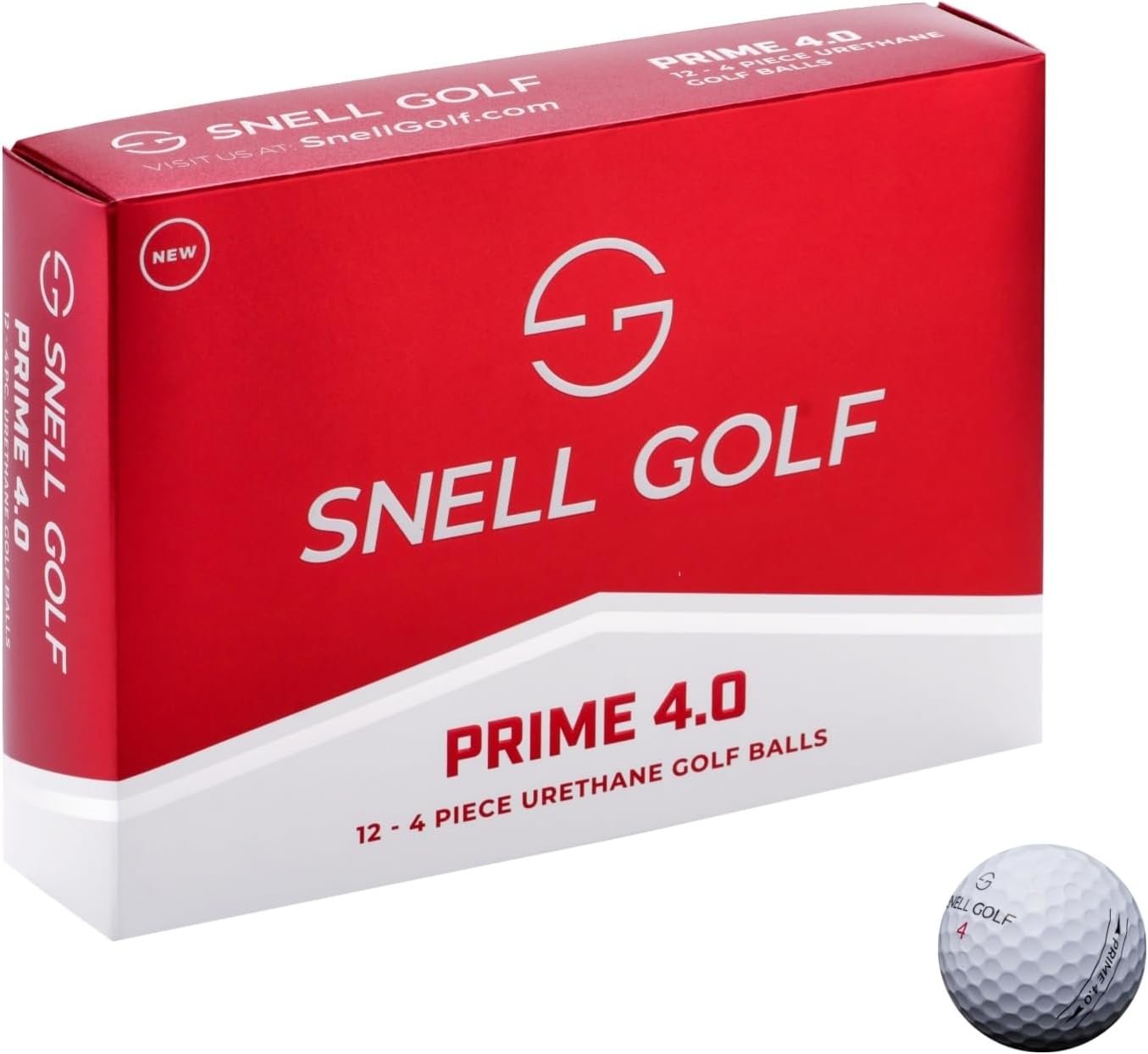 Snell Golf Prime 4.0 – 4-Piece Urethane Golf Ball (85-90 Compression) – Ultra-Fast Core, Low Spin, Exceptional Durability & Greenside Control