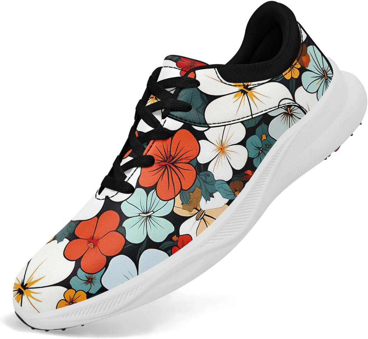 Women Golf Shoes Spikeless Waterproof Flower Golf Sneakers Lightweight Comfort Sport Waiking Shoes Anti Slip Vented Sole