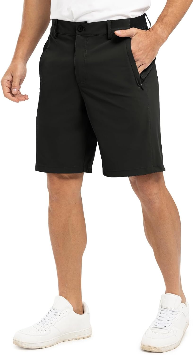 TBMPOY Men’s 9″ Golf Shorts Stretch Quick Dry Casual Dress Shorts Flat Front Lightweight for Work Business Travel