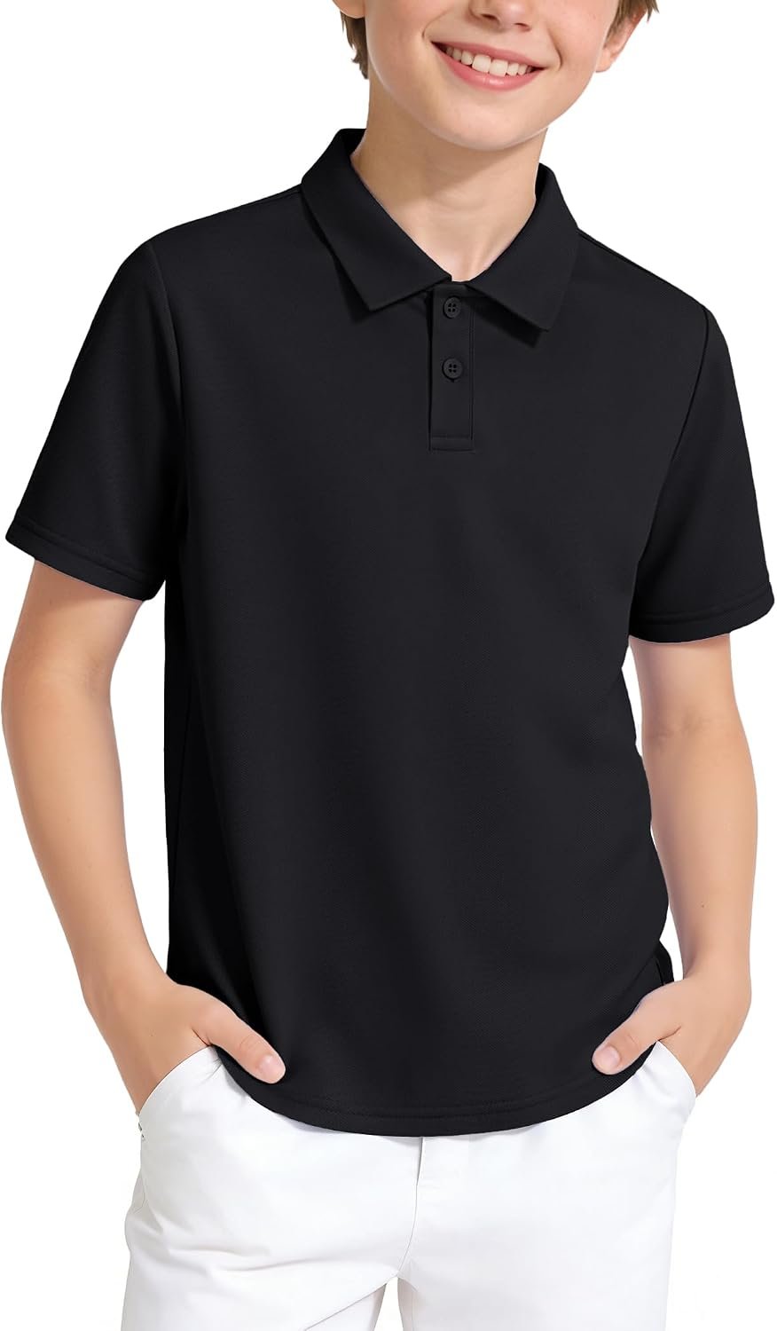 Auranso Boys Polo Shirts Golf Tennis Quick Dry Collared Shorts Sleeve Kids School Uniform T-Shirts Lightweight Athletic Tops