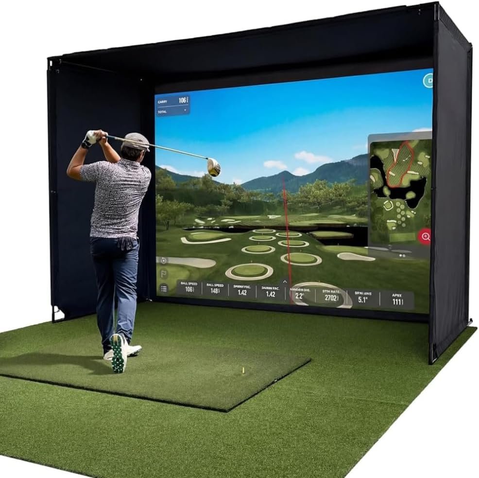 Glide Gear Golf Simulator Enclosure Kit – Choose 8×8 ft, 10×8 ft, or 12×8 ft – Complete Frame + Enclosure + HD Impact Screen (Home Indoor/Outdoor Practice)