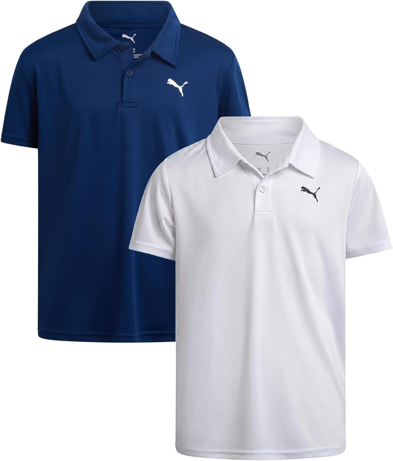 PUMA Boys Polo Shirt – 2 Pack Athletic Performance Short Sleeve Boys Golf Shirts – Cool Casual Collared Shirts