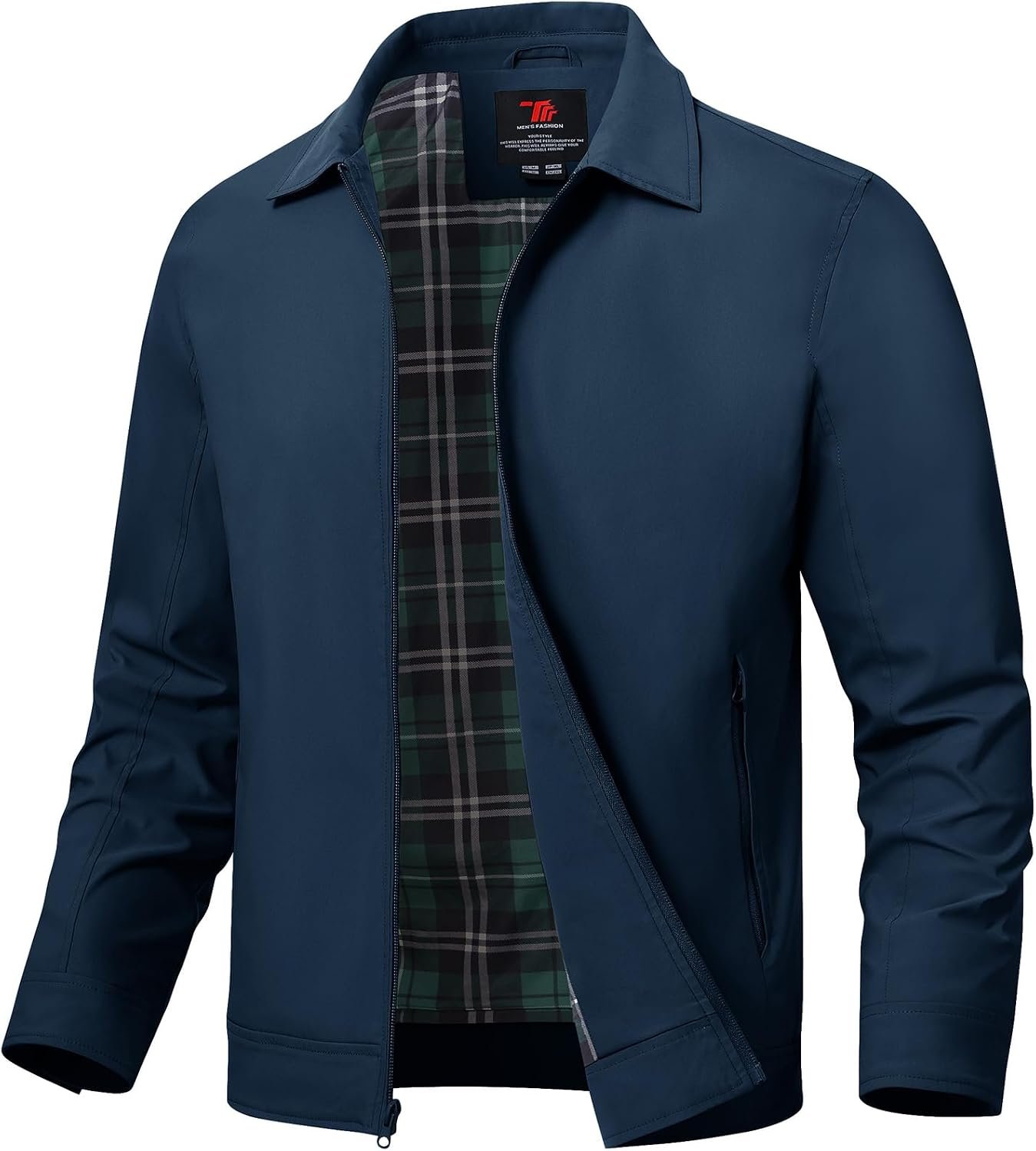 TBMPOY Mens Lightweight Jackets Light Windbreaker Full Zip Casual Work Jacket Golf Business Fall Track Coat with Pockets